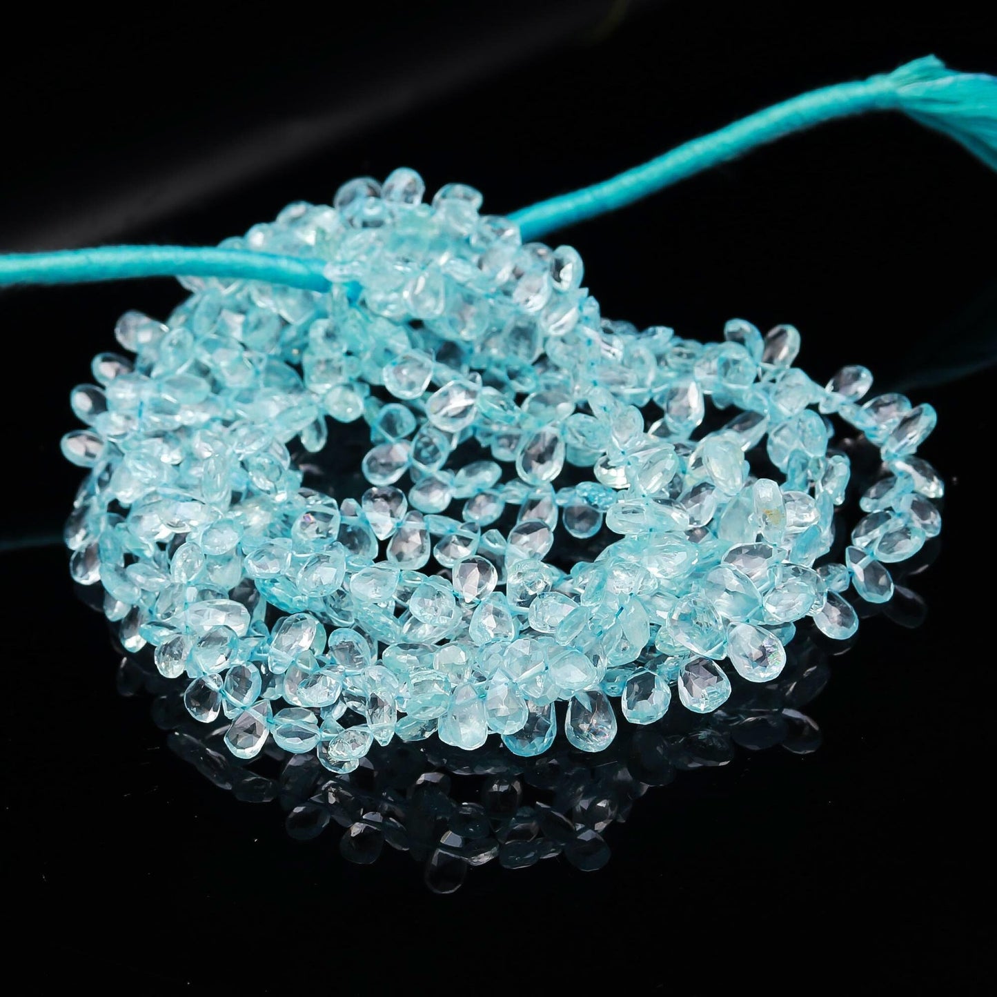 Aquamarine Faceted Briolette Natural Aquamarine Faceted Pear Shape 5x8 MM Beads for Handmade Designer Jewelry Making Craft & Bijoux Supplies