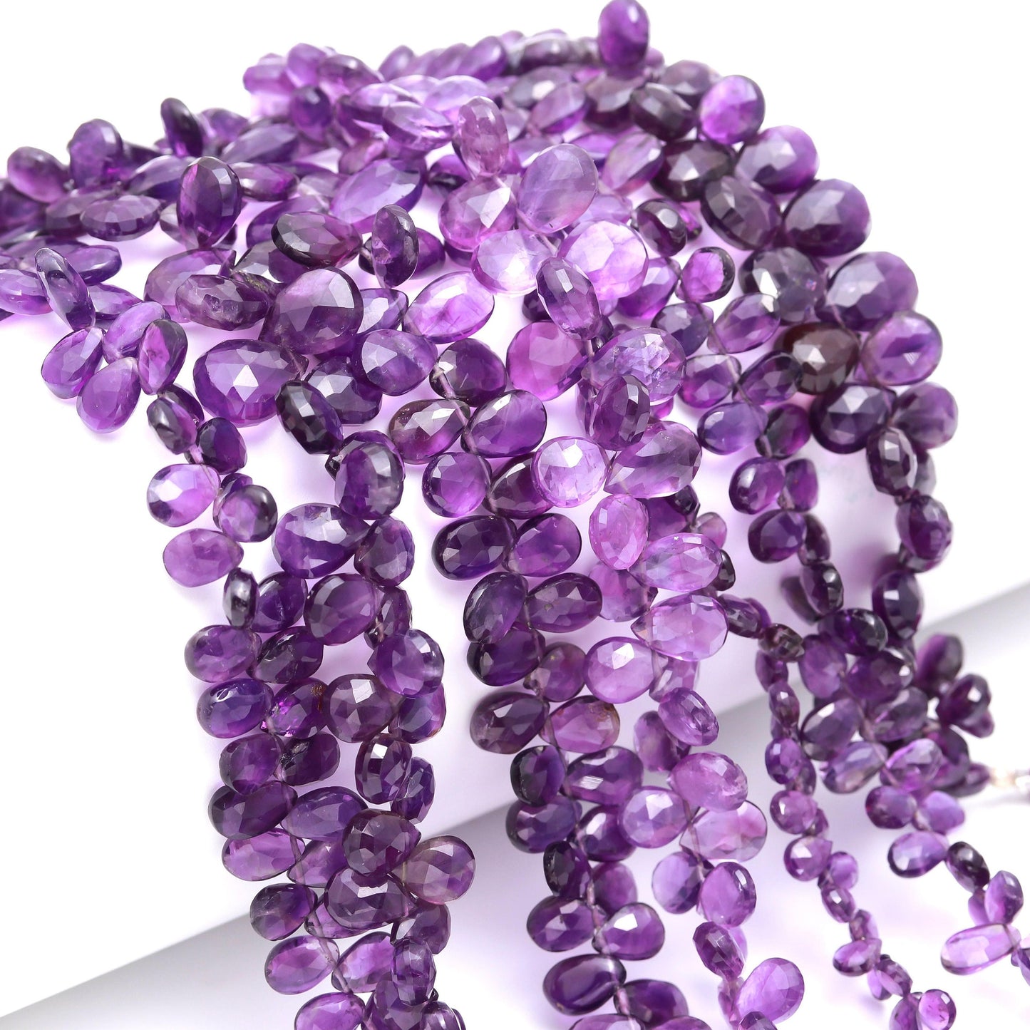 African Amethyst Faceted Briolette Beads Natural Amethyst 6x8 MM Pear Beads for Handmade Designer Jewelry Making Craft & Bijoux Supplies
