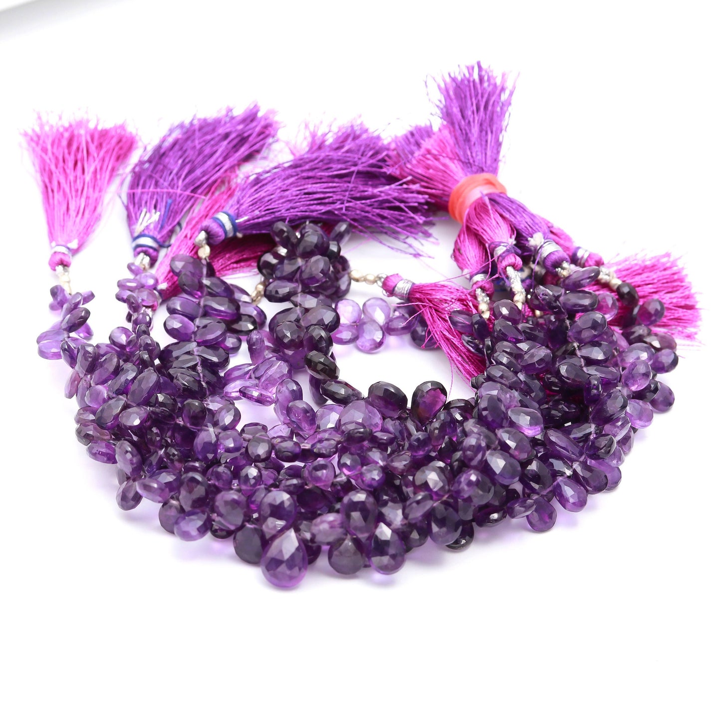 African Amethyst Faceted Briolette Beads Natural Amethyst 6x8 MM Pear Beads for Handmade Designer Jewelry Making Craft & Bijoux Supplies
