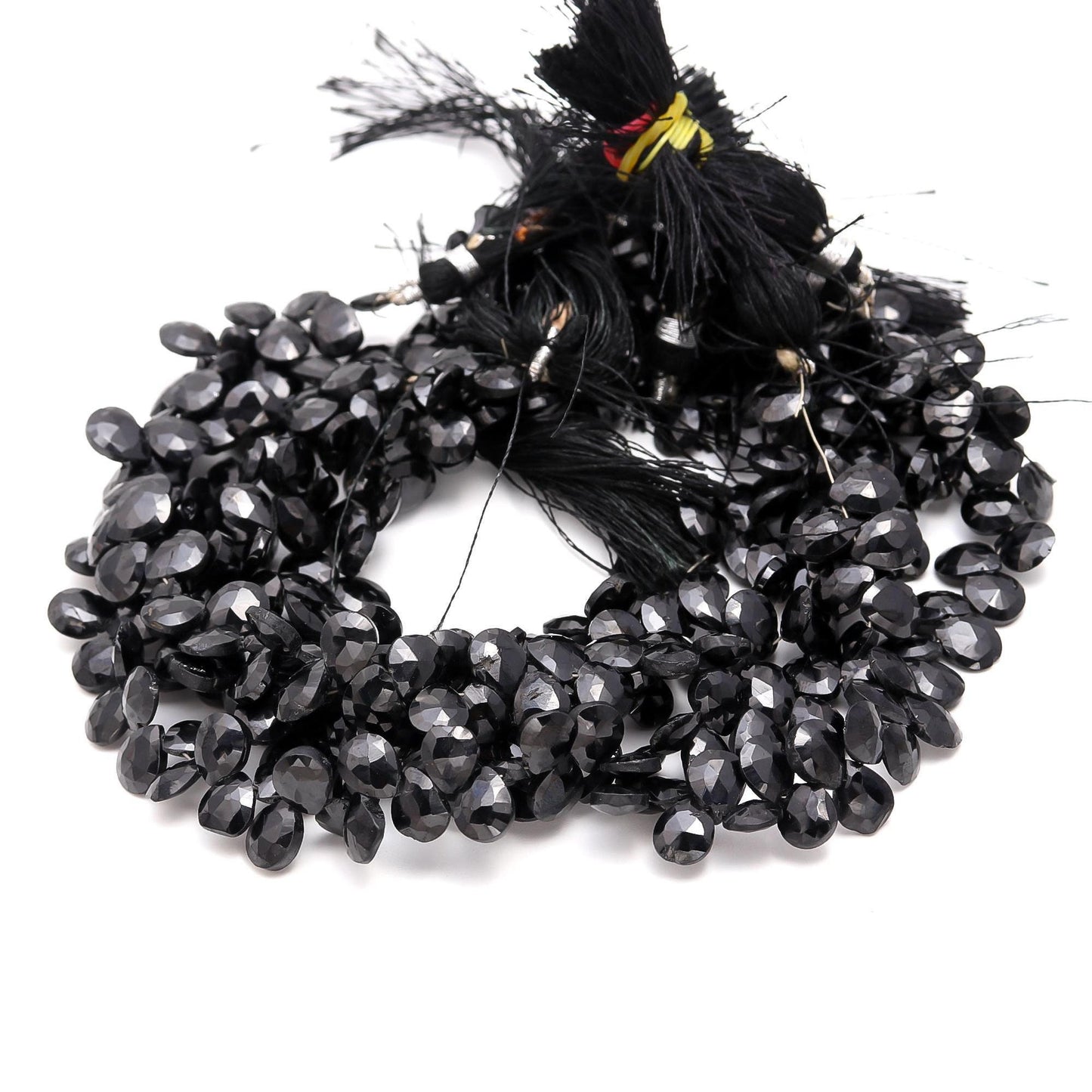 Black Spinal Faceted Pear Shape Beads Natural Black Spinal 7x9 - 8x10 MM Briolettes Beads for Jewelry Necklace Pendant Bracelet Making Craft