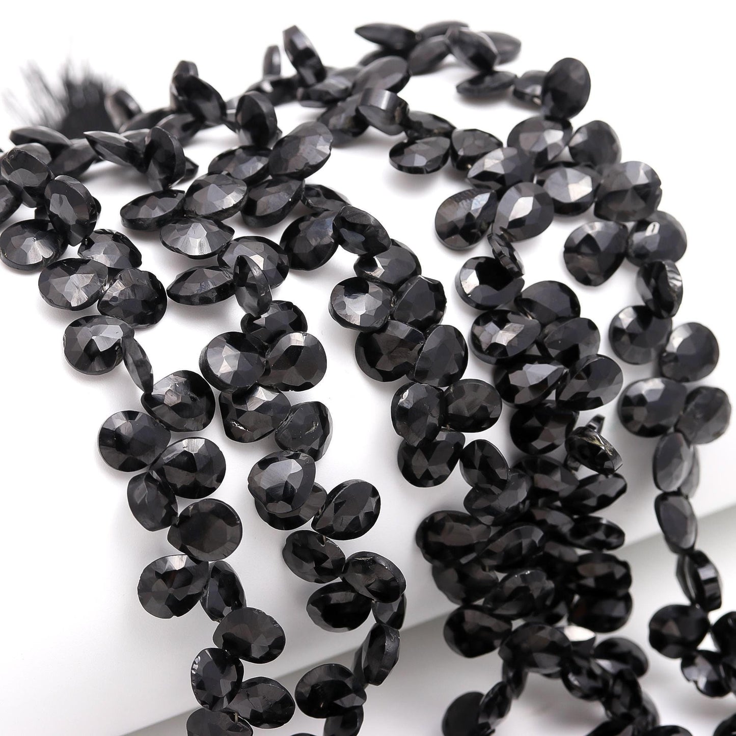 Black Spinal Faceted Pear Shape Beads Natural Black Spinal 7x9 - 8x10 MM Briolettes Beads for Jewelry Necklace Pendant Bracelet Making Craft