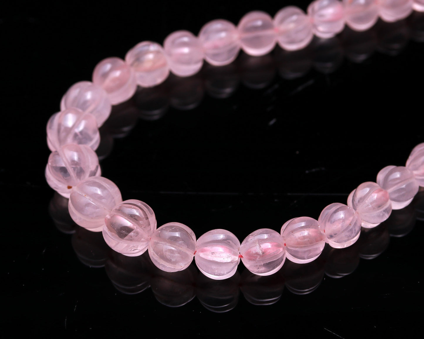 Rose Quartz Pumpkin Carved Beads Natural Rose Quartz Watermelon Pink Rose Curved Rondelle 7-10 MM Beads for Handmade Designer Jewelry Making