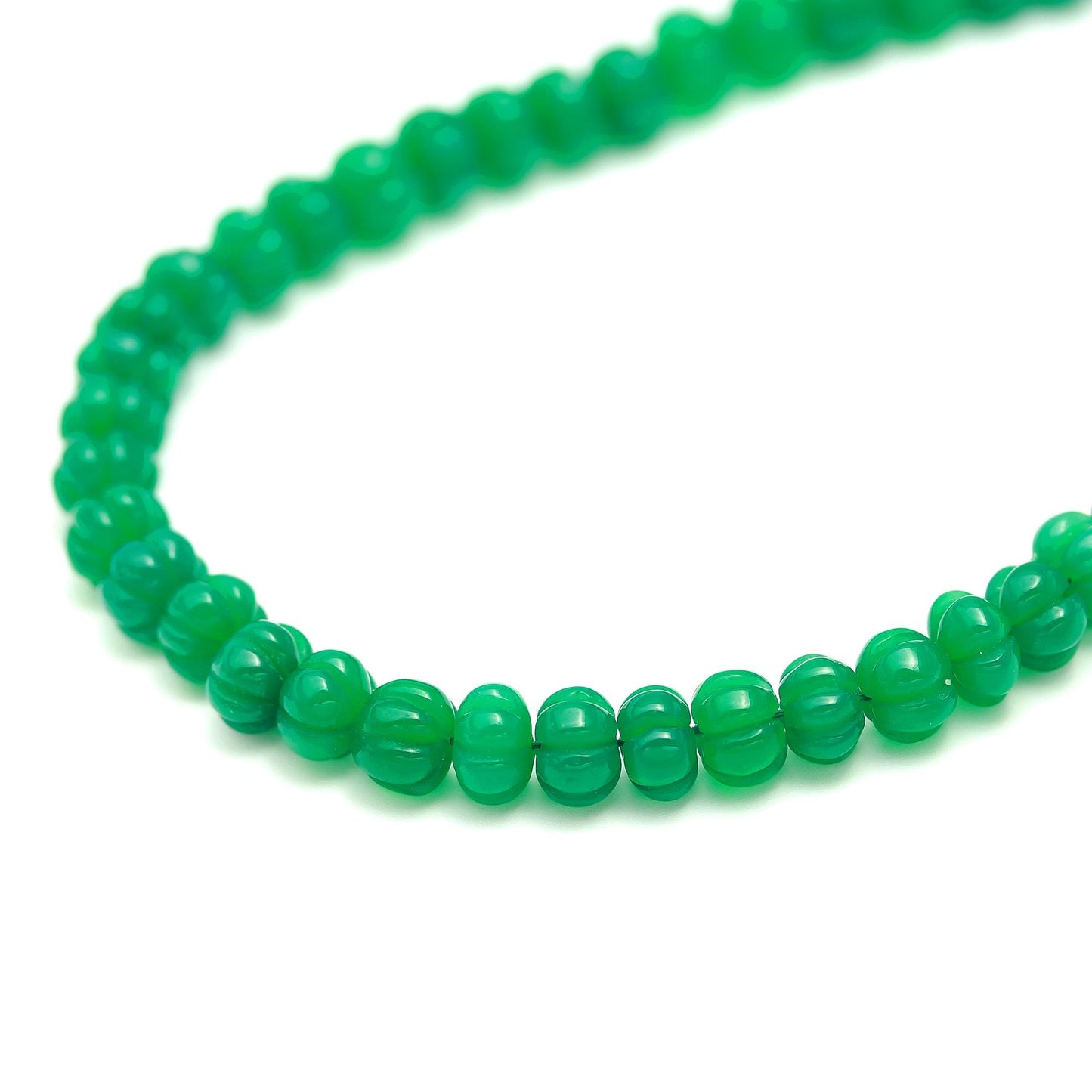 Green Onyx Pumpkin Carved Beads Natural Green Onyx Pumpkin Curved Beads AAA Quality 16 Inch Green Onyx Pumpkin Bead for Jewelry Making Craft