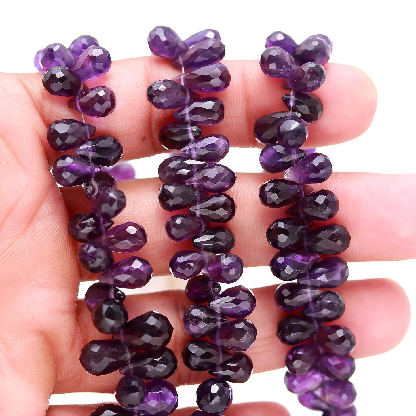 African Amethyst Faceted Teardrop Beads Natural Amethyst Side Drop 5x7 MM Briolettes Beads for Handmade Jewelry Necklace Pendant Making