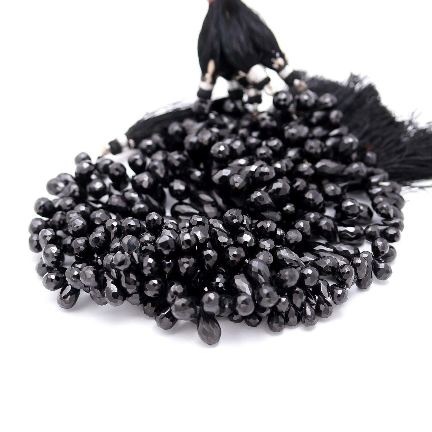 Black Spinal Faceted Teardrop Beads Natural Black Spinal Tear Shape 6x8 MM Briolettes Beads for Jewelry Necklace Pendant Earrings Making