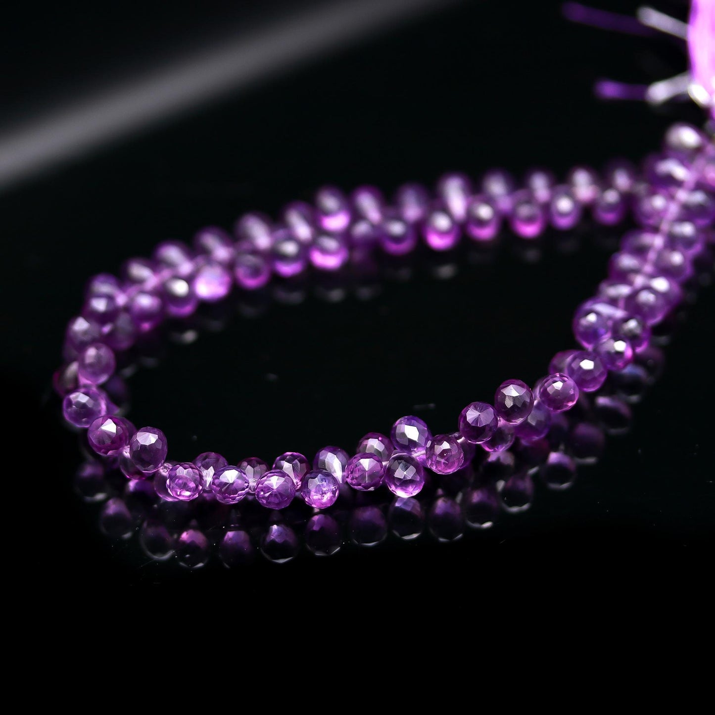 AAA Natural Amethyst Faceted Teardrop Beads, 5x8 MM Amethyst Side Drop Beads, 8 Inch Faceted Amethyst Drop Beads for Jewelry Making