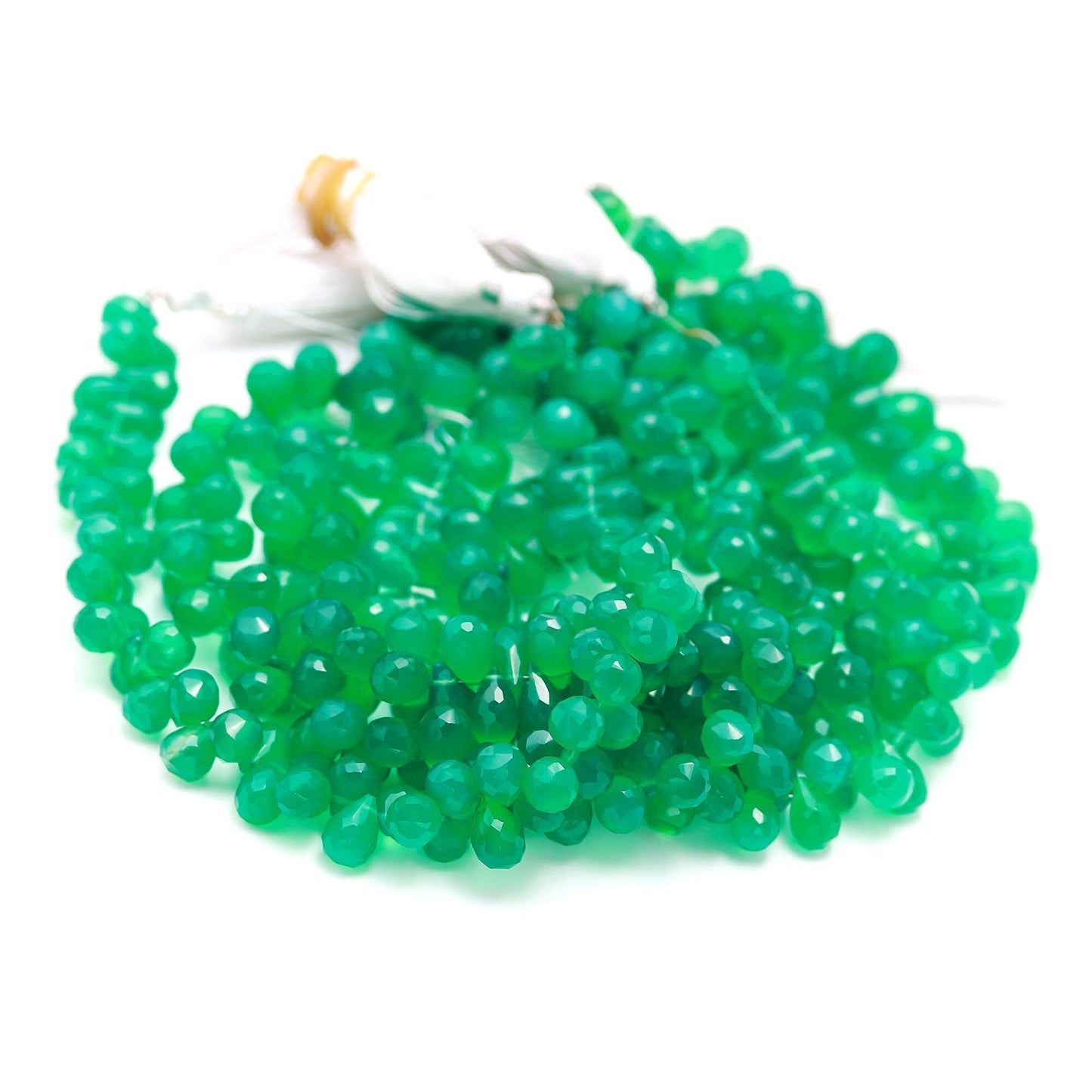 Green Onyx Faceted Teardrop Beads Natural Green Onyx Side Drops 6x9 MM Briolettes Bead for Handmade Jewelry Necklace Pendant Earrings Making