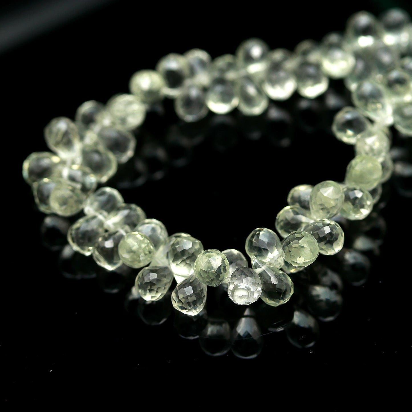 Green Amethyst Faceted Teardrop Beads Natural Green Amethyst Side Drop 6x9 MM Briolettes Beads for Jewelry Necklace Pendant Earrings Making