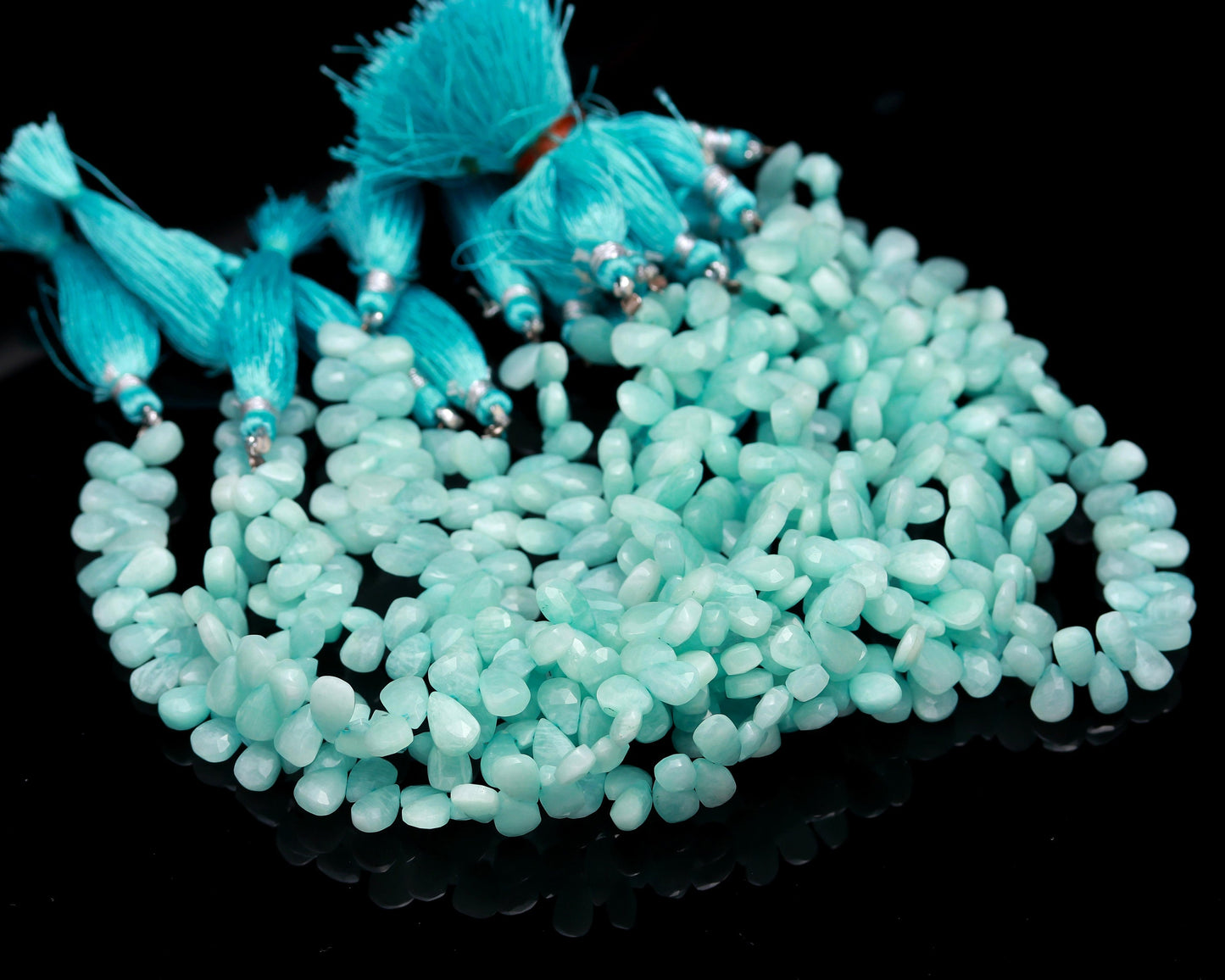 AAA Amazonite Faceted Pear Shape Beads, Natural Amazonite Briolettes Beads, 5x7- 6x9 MM Pear Shape Amazonite Beads for Jewelry Making