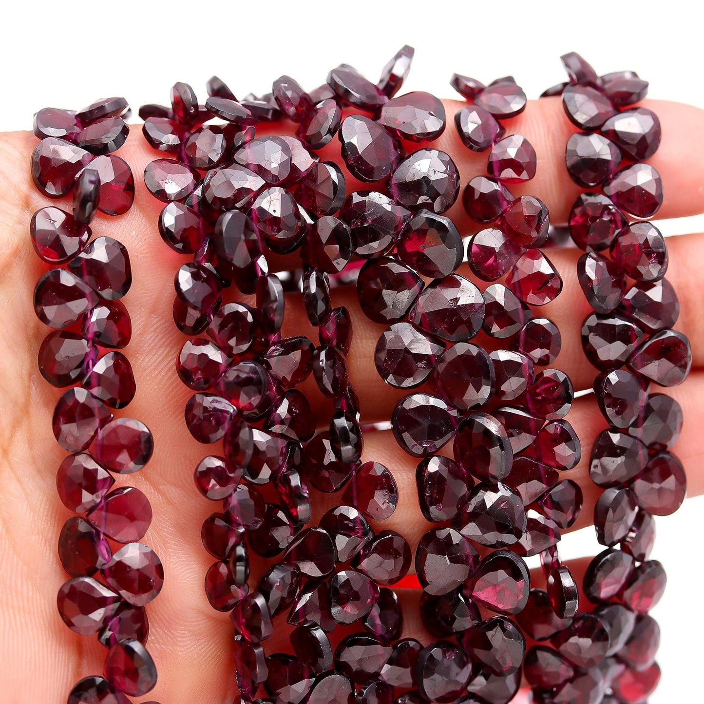 Rodolite Garnet Faceted Heart Shape Beads Natural Rodolite Heart Shape Briolettes Beads Faceted Rodolite Garnet for Jewelry Making