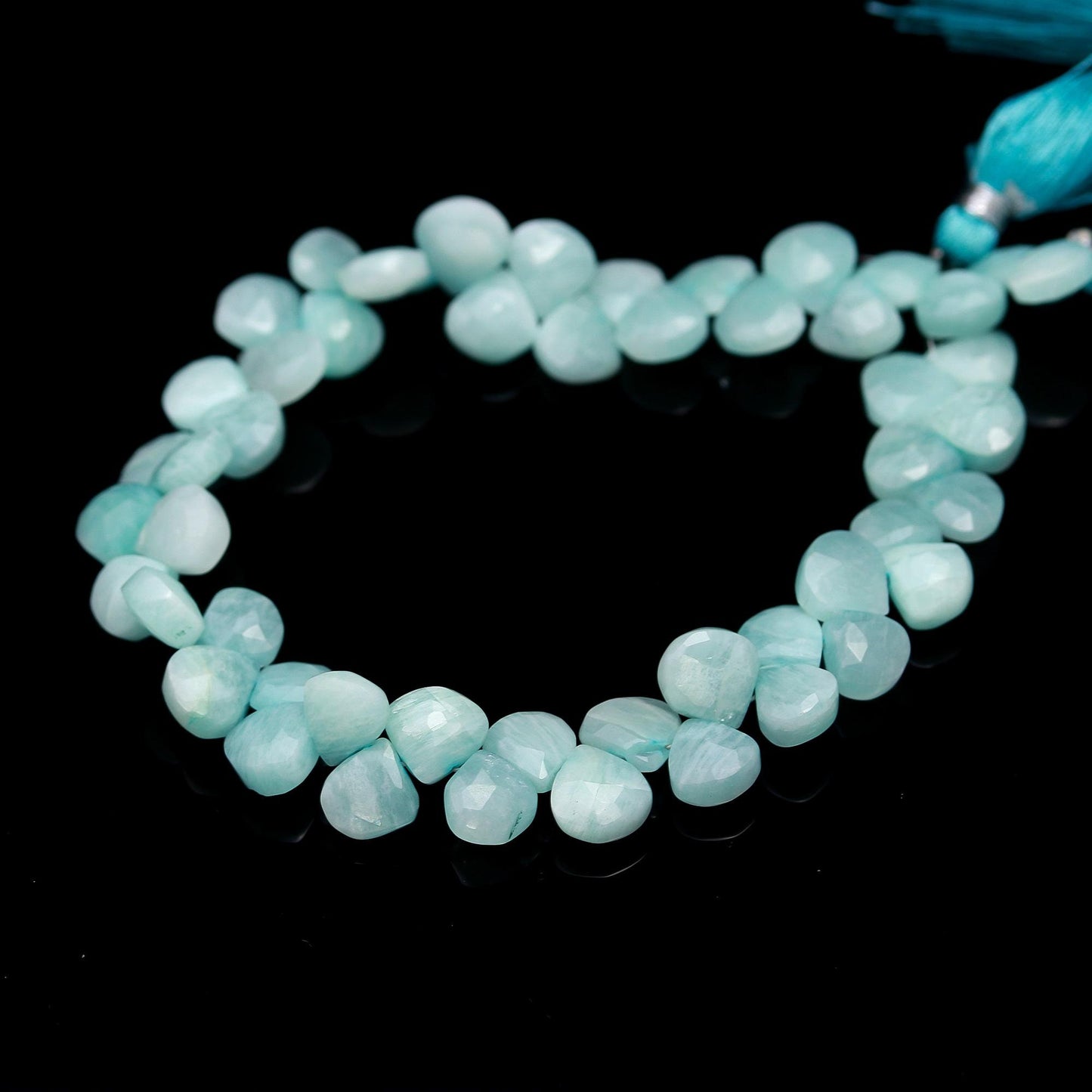 AAA Natural Amazonite Faceted Heart Shape Beads 7-8 MM Amazonite Heart Briolettes Beads | Aqua Blue Amazonite Gemstone Beads Heart Beads