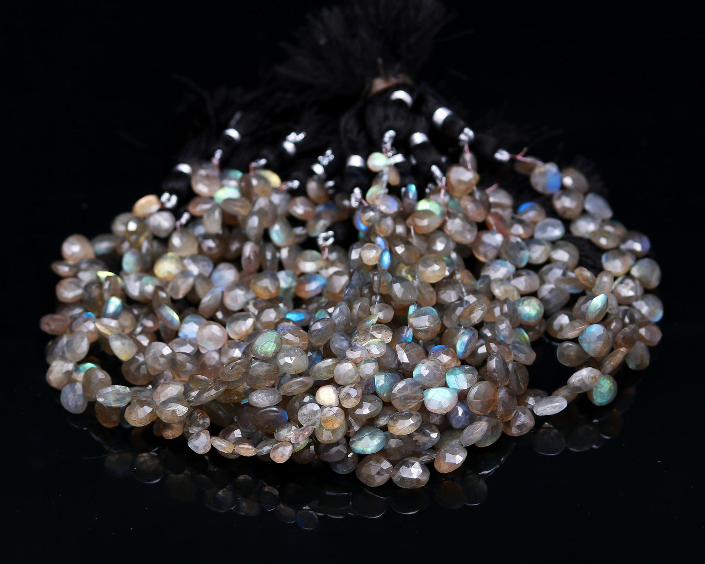 Flashy Labradorite Faceted Heart Shape Beads Natural Labradorite Faceted Briolettes Black Moonstone for Designer Jewelry Necklace & Pendant