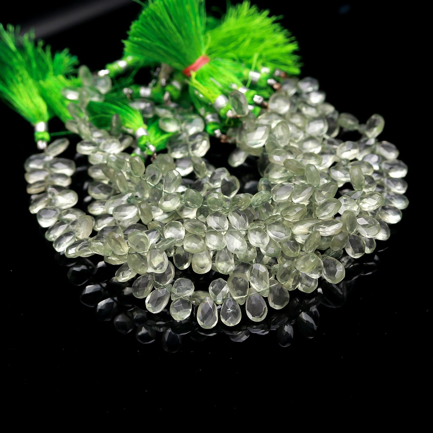 Green Amethyst Faceted Beads Natural Green Amethyst Pear Shape Briolettes for Designer Jewelry Making Necklace Bracelet Pendant and Craft
