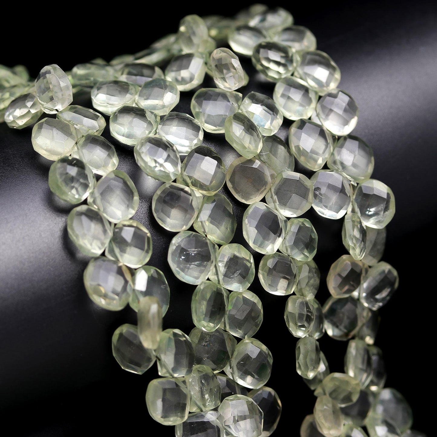AAA Natural Green Amethyst Faceted Heart Shape Beads 6-7 MM Green Amethyst Briolette Beads Green Amethyst Gemstone Beads for Jewelry Making