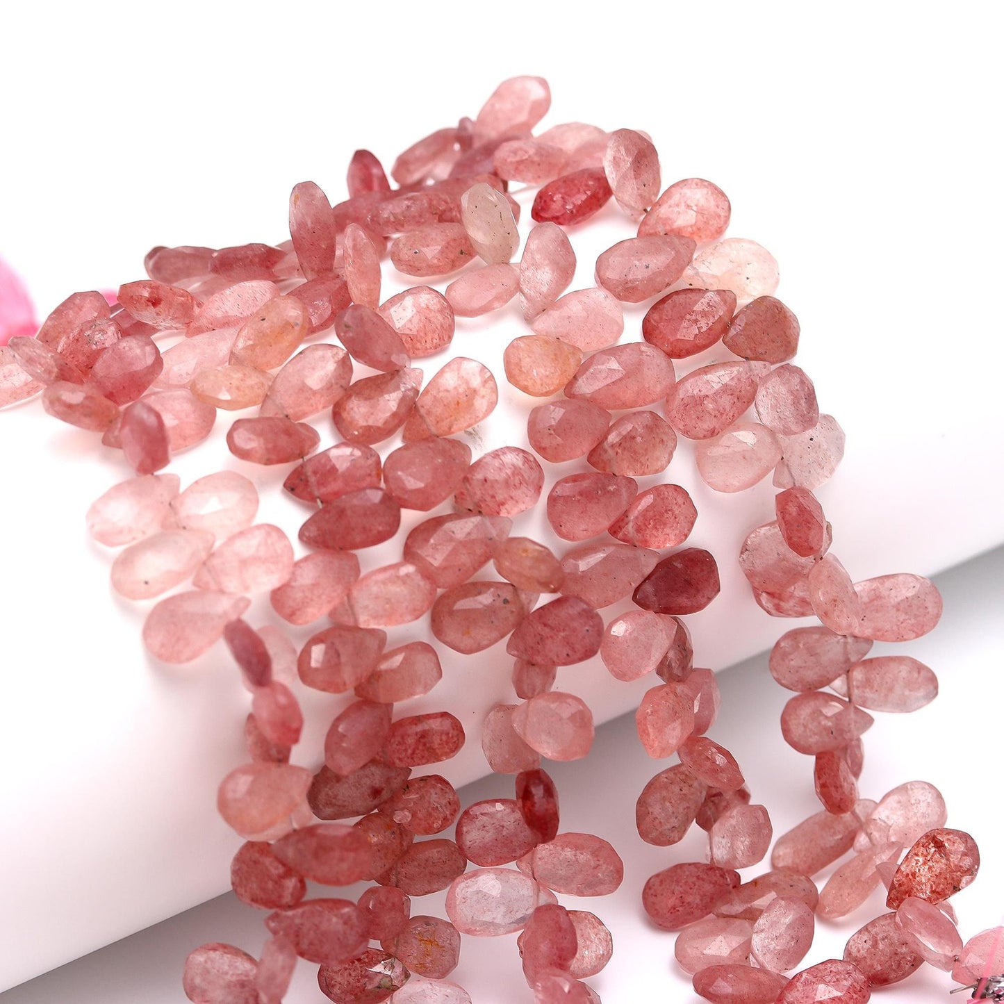 Strawberry Faceted Pear Shape Beads Natural Strawberry Pear Shape Briolettes for Designer Jewelry Making Necklace Bracelet Pendant and Craft