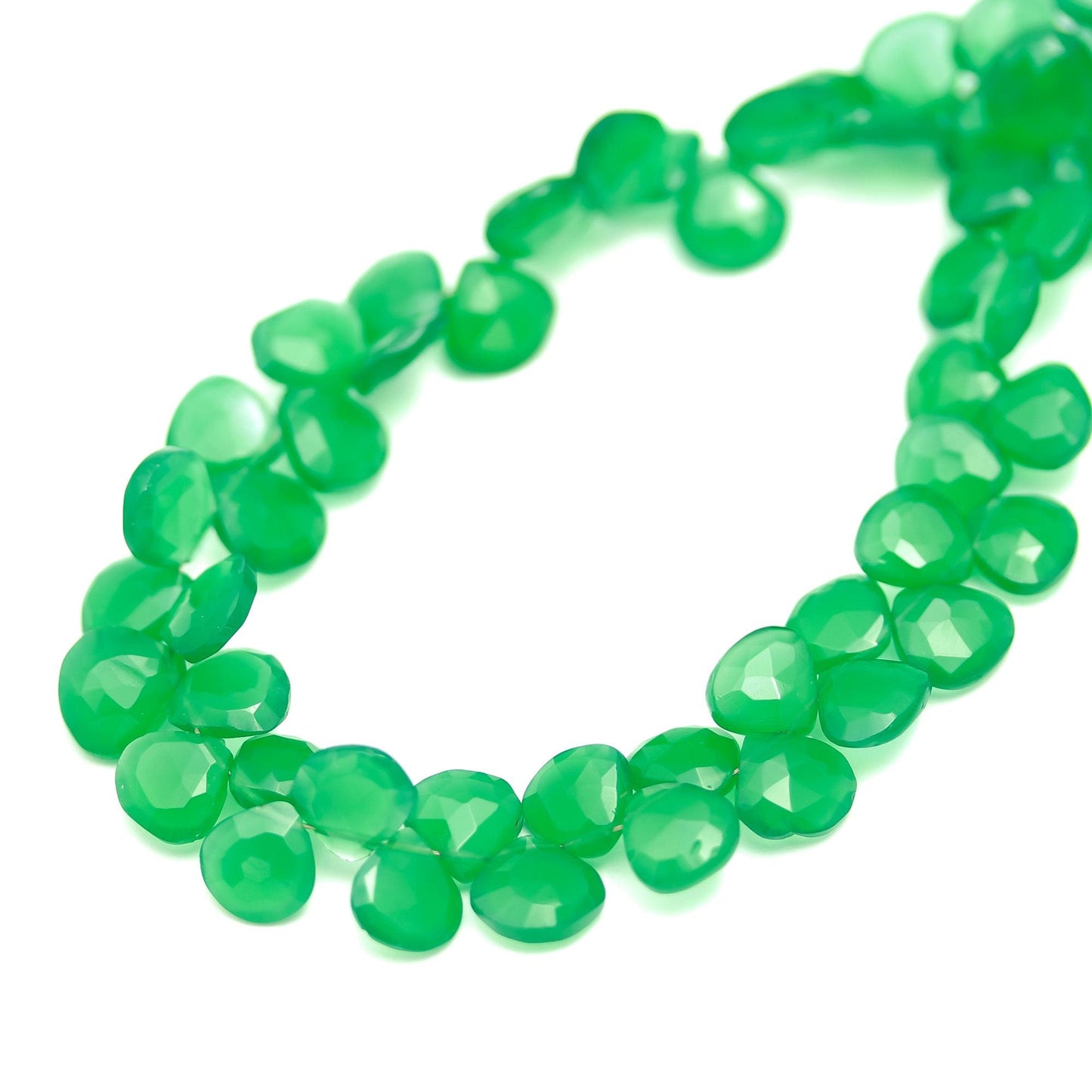 Green Onyx Faceted Heart Shape Beads Natural Green Onyx Briolettes Heart Shape Beads for Designer Jewelry Necklace Bracelet Pendant Making