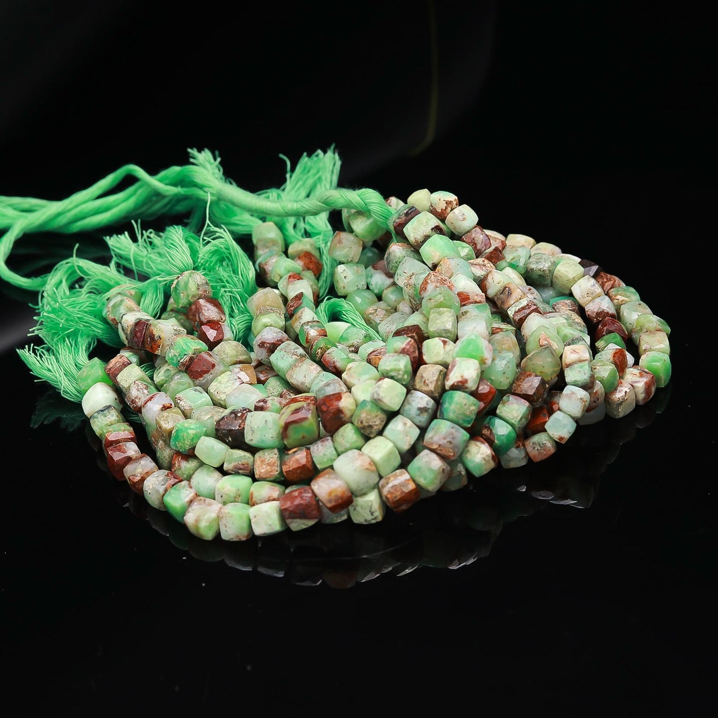 Chrysoprase Faceted Cube Beads Rare Green Brown Chrysoprase 3D Cube Beads AAA Natural Chrysoprase Box Shape Beads for Jewelry Making Craft