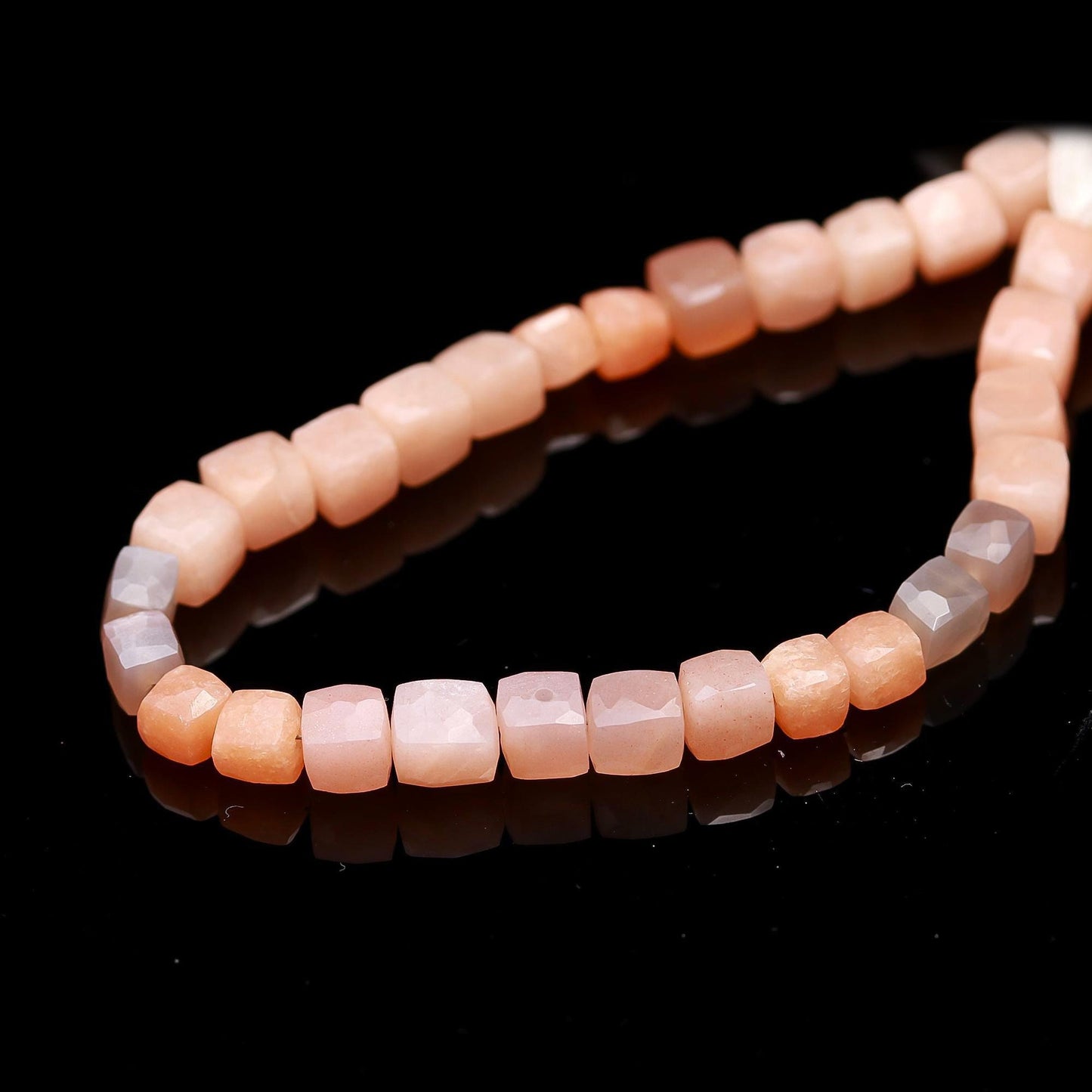 Peach Moonstone Faceted Cube Beads Peach Multi Moonstone Cube Box Beads AAA Natural Faceted Moonstone Cube Shape Beads Moonstone for Jewelry