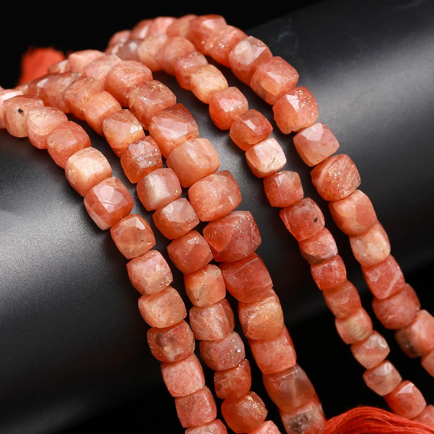 Sunstone Faceted Cube Beads Sunstone Gemstone Beads AAA Natural Sunstone Cube Box Shape Beads Faceted Cube Sunstone Beads for Jewelry Making