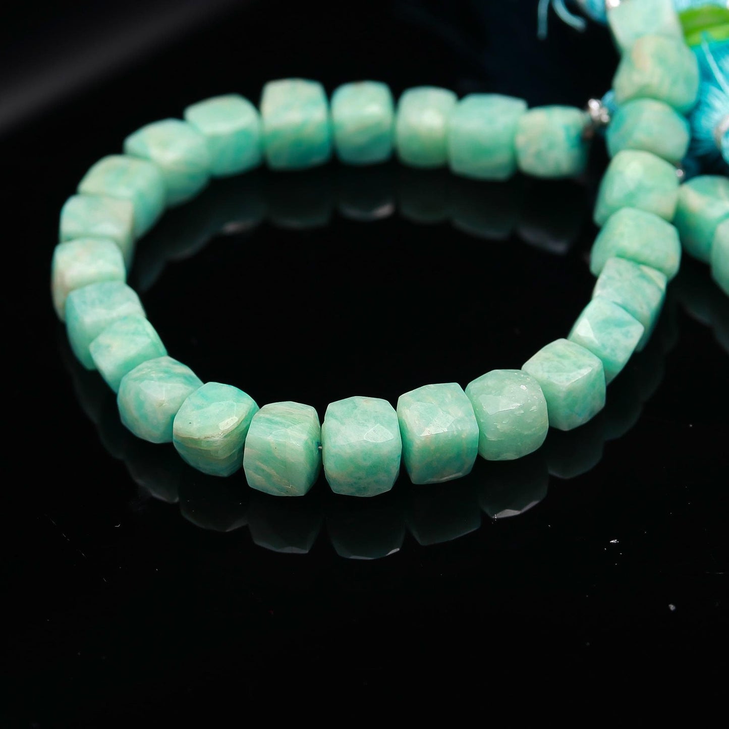 Amazonite Faceted Cube Shape Beads AAA Natural Amazonite Cube Box Beads Faceted Sky Blue Amazonite Cube Box Dice Shape Beads for Jewelry