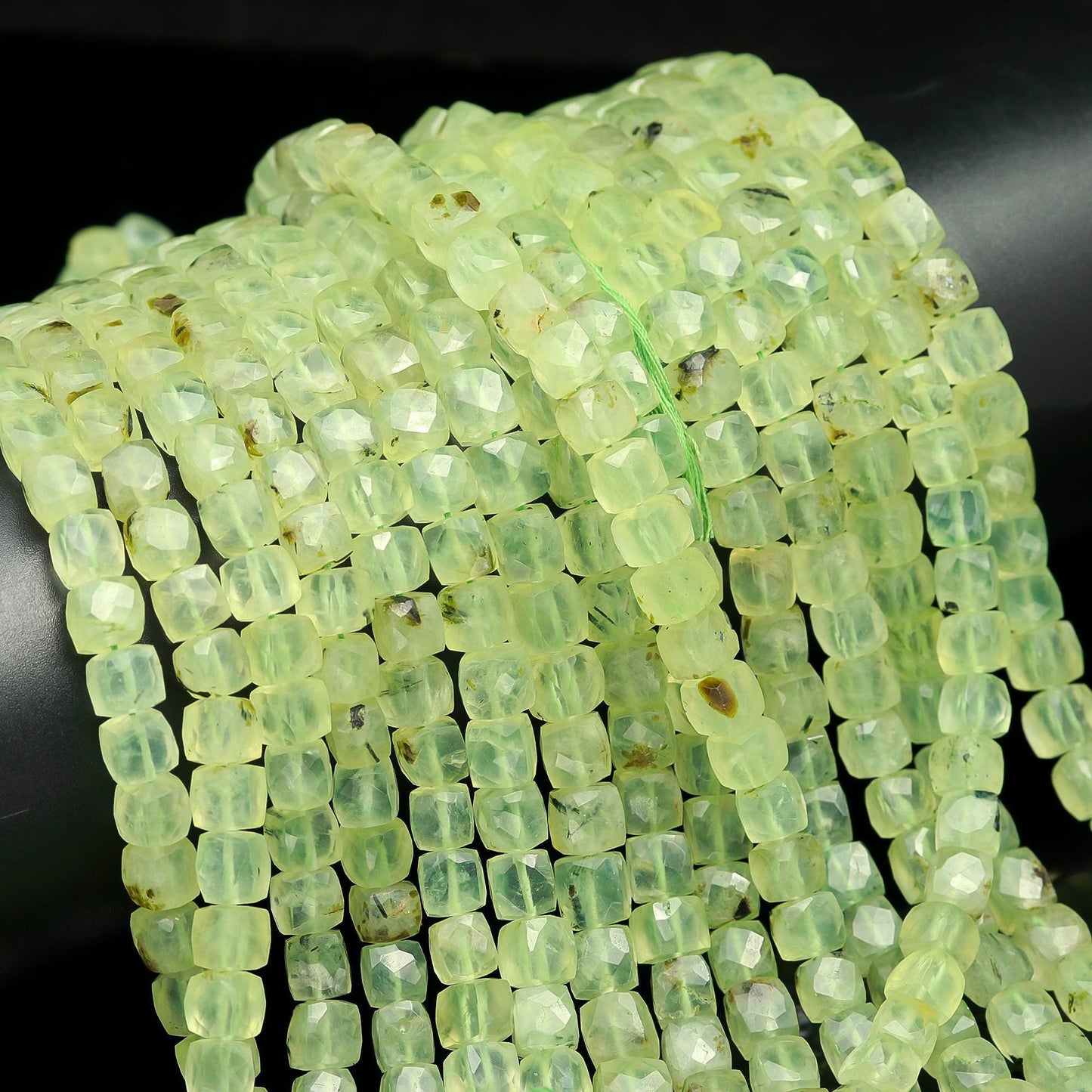 Prehnite Faceted Cube Beads Prehnite Cube Beads Green Prehnite 3D Box Faceted Beads AAA Natural Prehnite Cube Beads for Jewelry Making Craft
