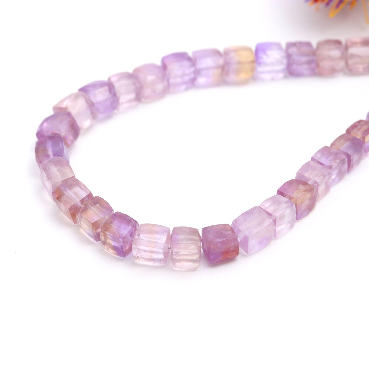 Ametrine Faceted Cube Shape Beads AAA+ Natural Ametrine Cube Beads Purple Gold Ametrine 3D Box Beads 6-7 MM Ametrine Cube Beads for Jewelry