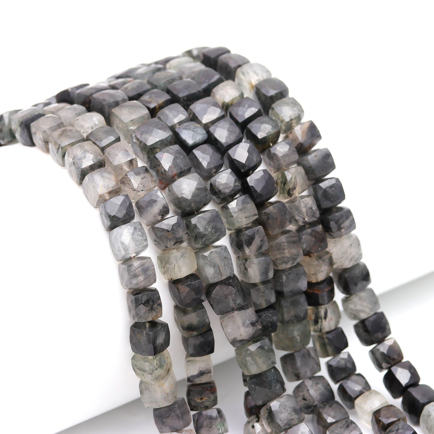 Black Rutile Faceted Cube Beads AAA Natural Gemstone Beads 8 Inch Strand Beads Black Rutile Cube Square Dice Box Shape Bead for Jewelry