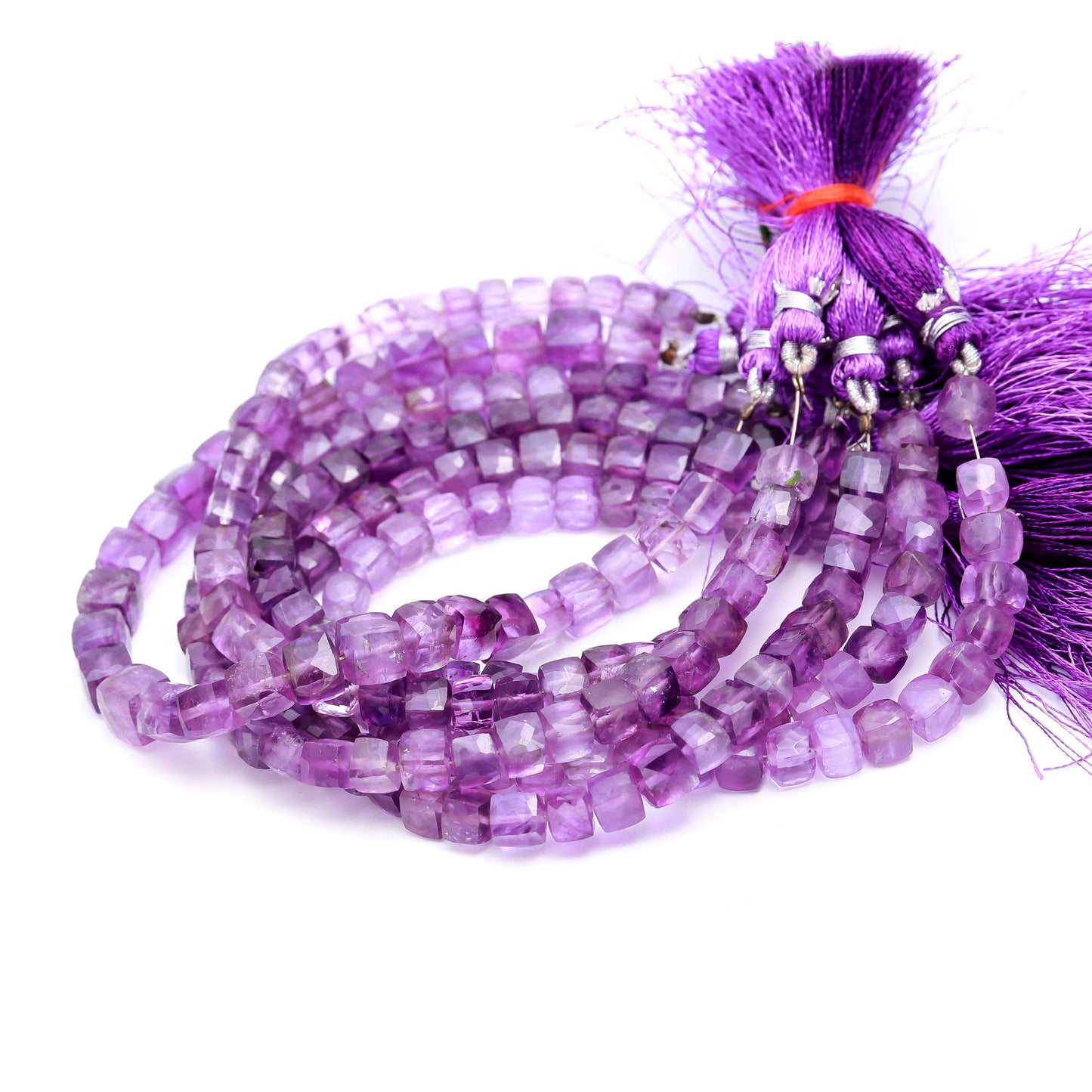 African Amethyst Faceted Cube Shape Beads AAA Natural Amethyst Dice Box Shape Beads Amethyst 3D Box Beads 6-7 MM Amethyst Cube for Jewelry