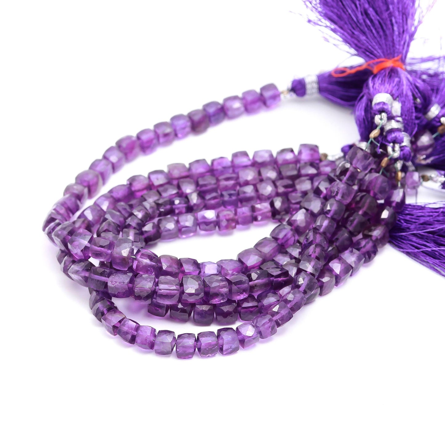 African Amethyst Faceted Cube Shape Beads Super Quality Natural Amethyst Cube Beads Deep Blue Amethyst 3D Box Beads, 6-7 MM Amethyst Beads