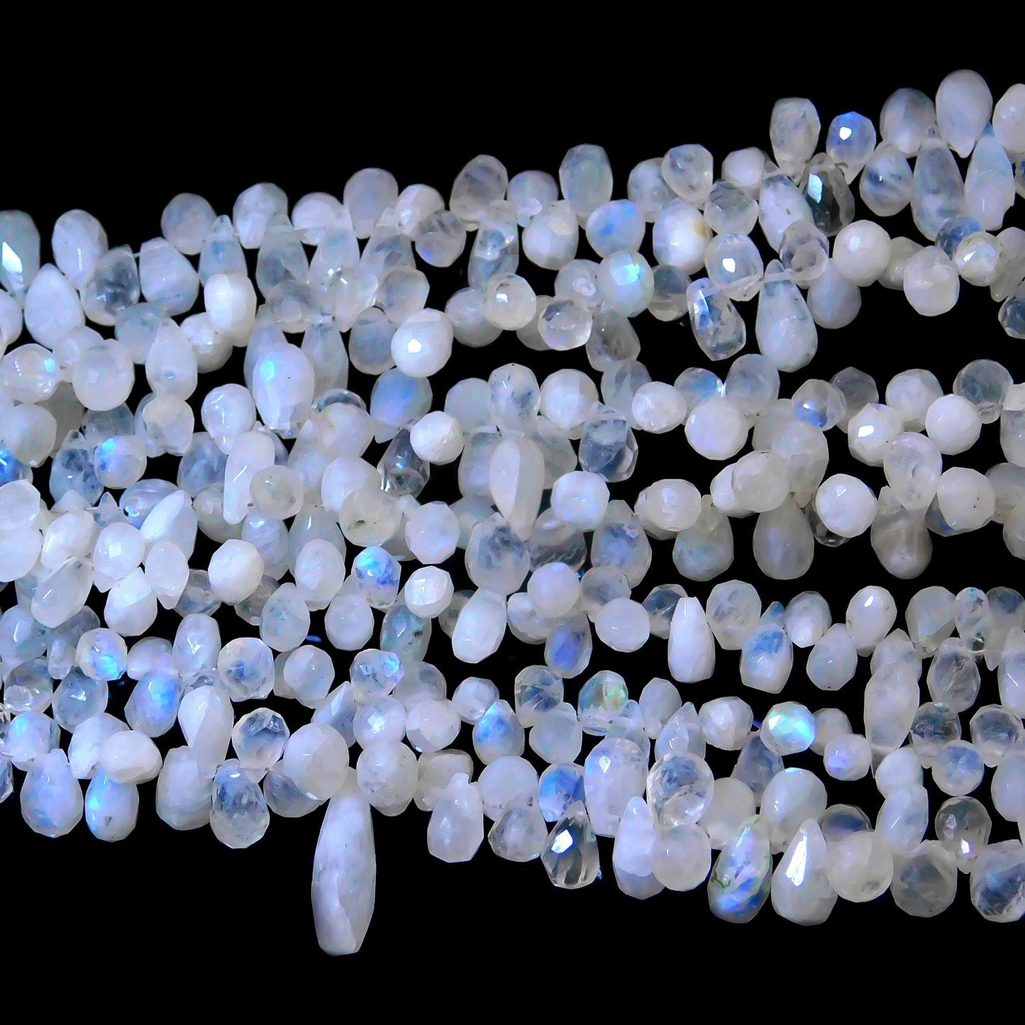 Rainbow Moonstone Faceted Tear Shape Beads Natural Rainbow Moonstone Tear Shape Briolettes Bead for Jewelry Necklace Pendant Earrings Making