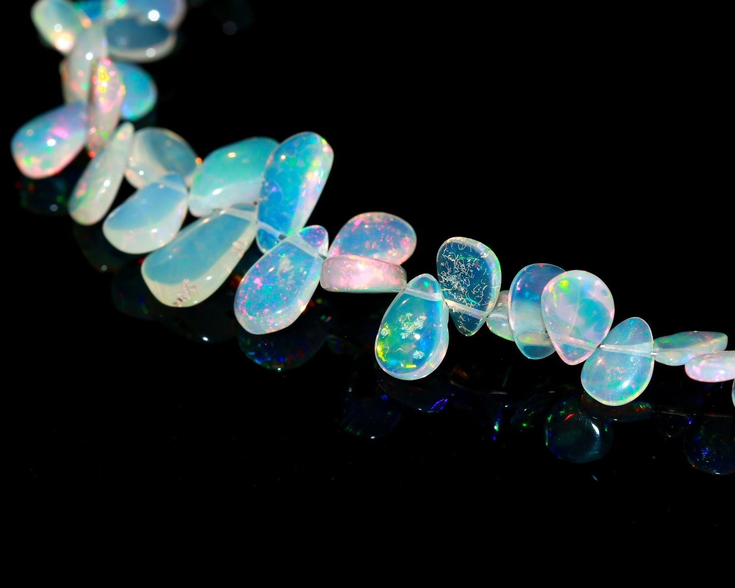 Flashy Ethiopian Opal Smooth Pear Shape Beads Multi Fire Ethiopian Opal AAA+ Quality 8 Inch Ethiopian Opal Beads for Designer Jewelry Making