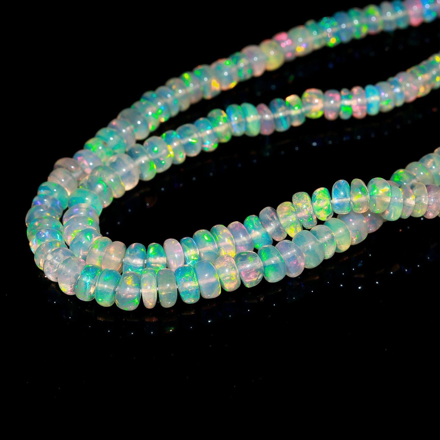 Super Quality Ethiopian Opal Smooth Rondelle Beads, 3.5-5.5 MM Natural Flashy Ethiopian Opal Beads, Fire Ethiopian Opal Rondelle Beads