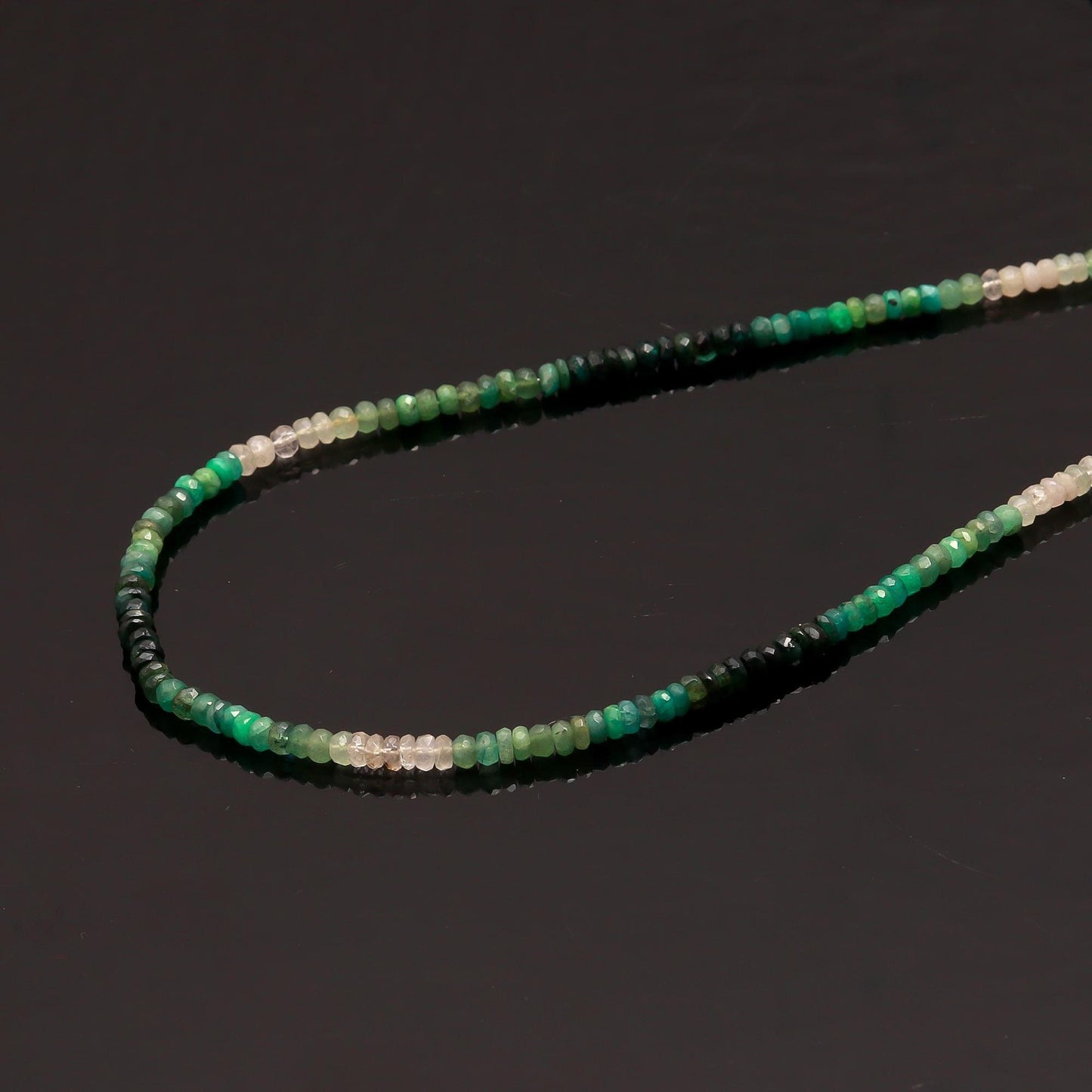 AAA Emerald Shaded Faceted Rondelle Necklace, 4-4.5 MM Natural Emerald Shaded Faceted Gemstone Beads, 16" Emerald Beads Jewelry Necklace