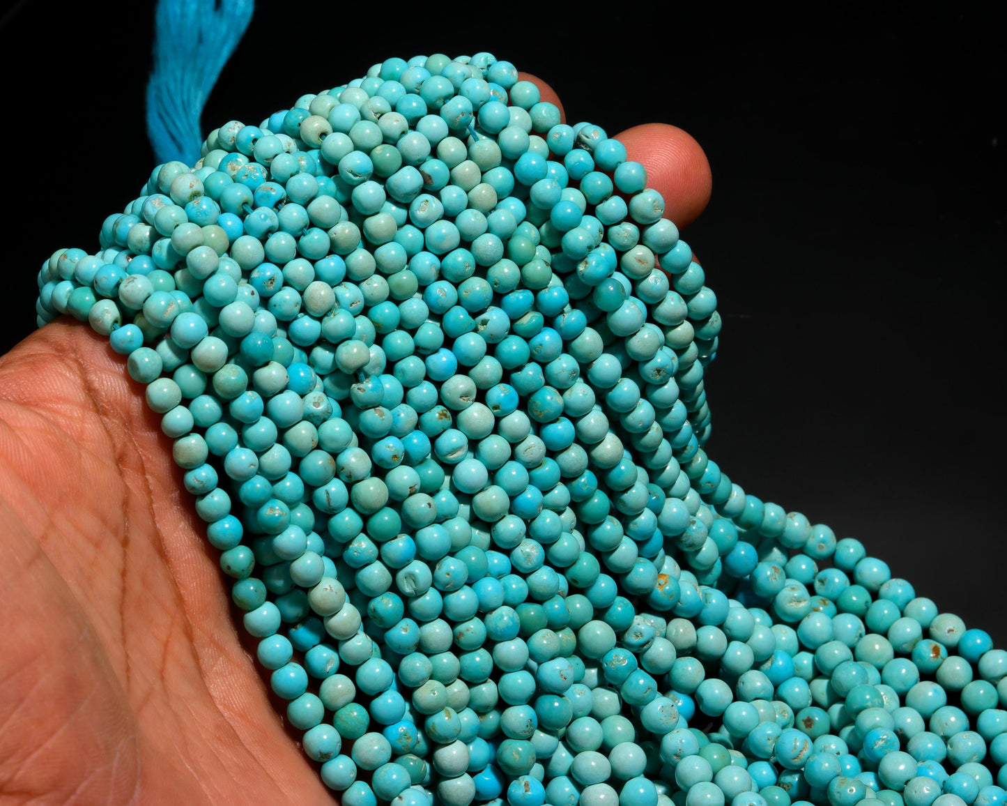 AAA Arizona Turquoise Smooth Round Beads, 4-5 MM Natural Arizona Turquoise Round Beads, Rare Arizona Turquoise Beads, 16” Turquoise Beads