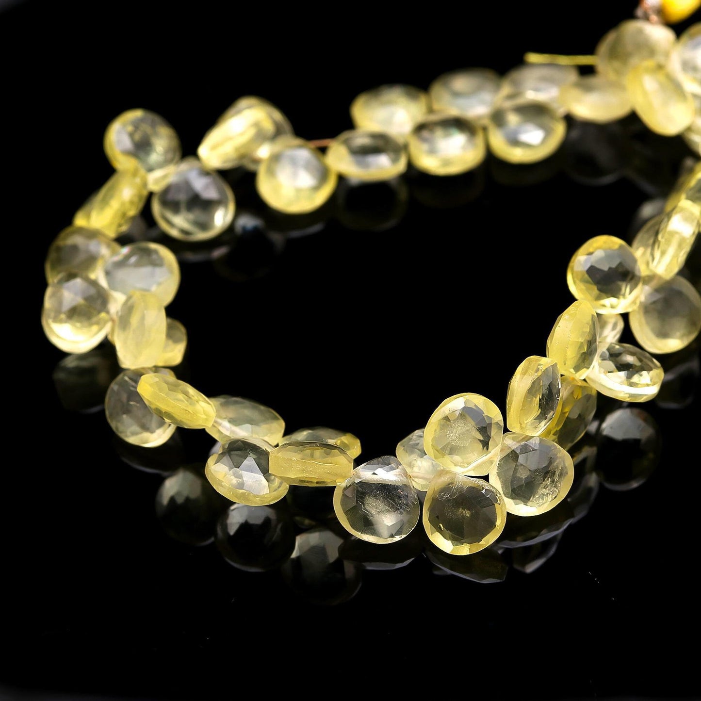 Lemon Quartz Faceted Heart Shape Bead Natural Lemon Heart Shape 7-8 MM Faceted Briolettes for Designer Jewelry Necklace Pendant Making Craft