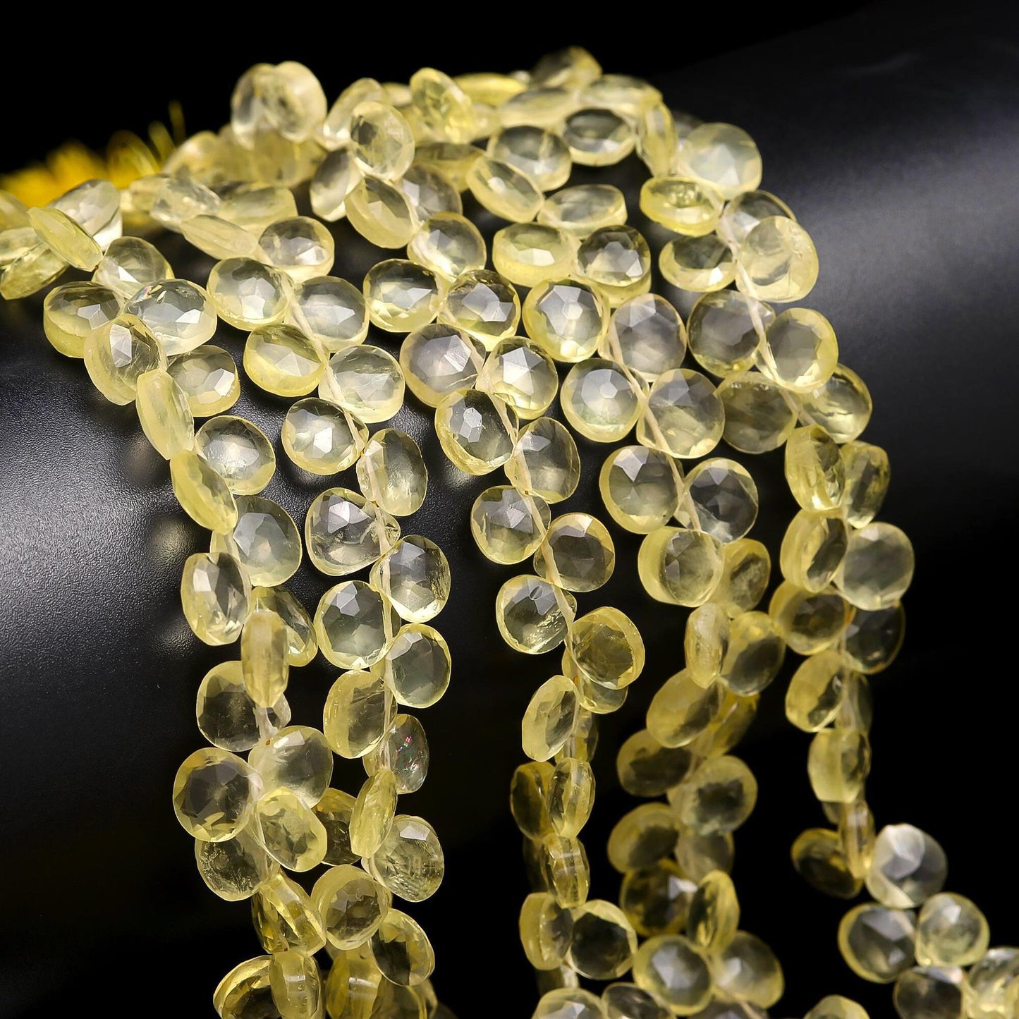 Lemon Quartz Faceted Heart Shape Bead Natural Lemon Heart Shape 7-8 MM Faceted Briolettes for Designer Jewelry Necklace Pendant Making Craft