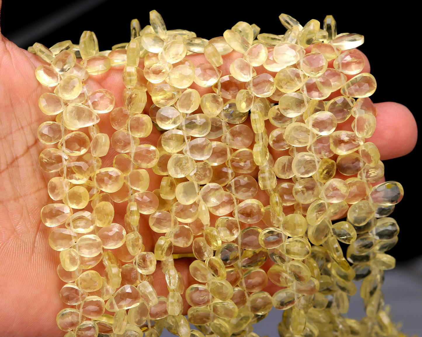 Lemon Quartz Faceted Pear Shape Beads Natural Lemon Pear Shape 6x8 MM Faceted Briolettes for Jewelry Necklace Bracelet Pendant Making Craft