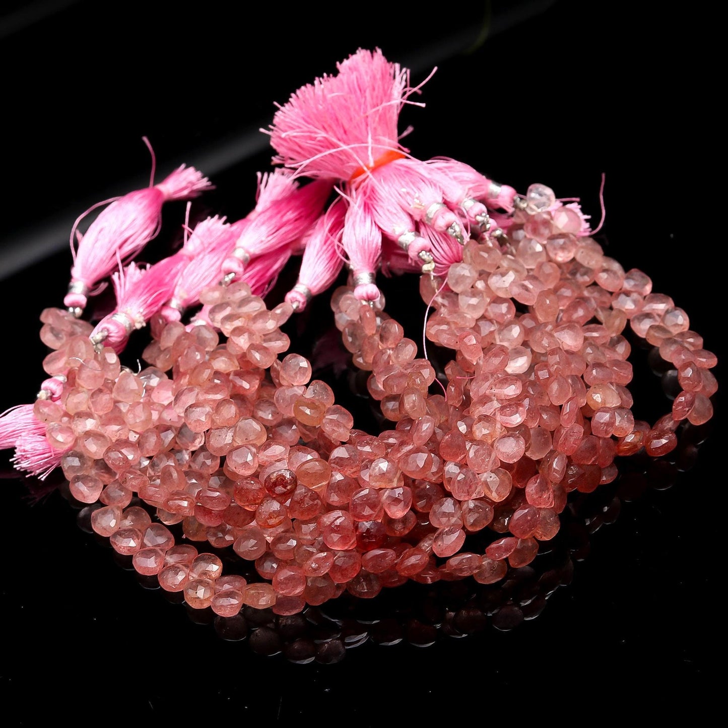 AAA Strawberry Faceted Heart Shape Beads, Natural Strawberry Heart Shape, 7MM Strawberry Briolettes Beads, Red Strawberry Heart Shape Beads