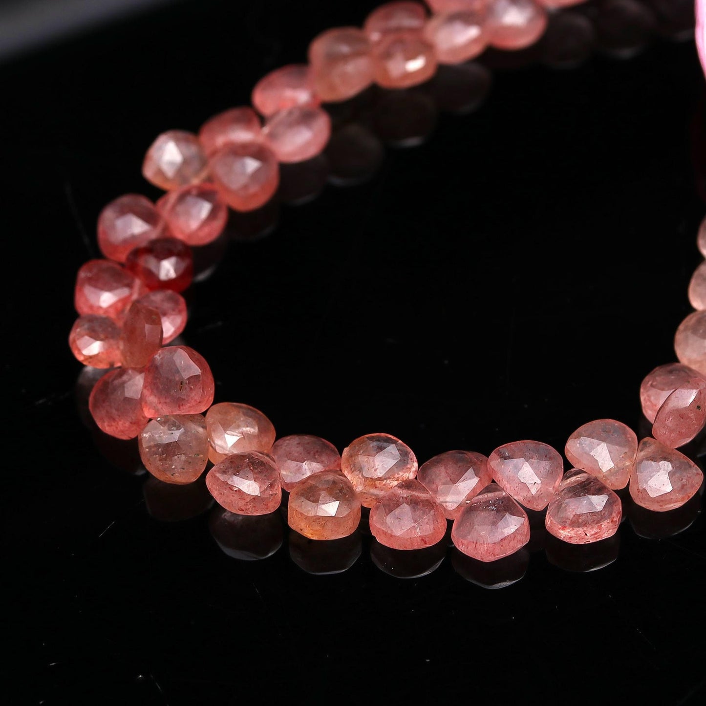 AAA Strawberry Faceted Heart Shape Beads, Natural Strawberry Heart Shape, 7MM Strawberry Briolettes Beads, Red Strawberry Heart Shape Beads