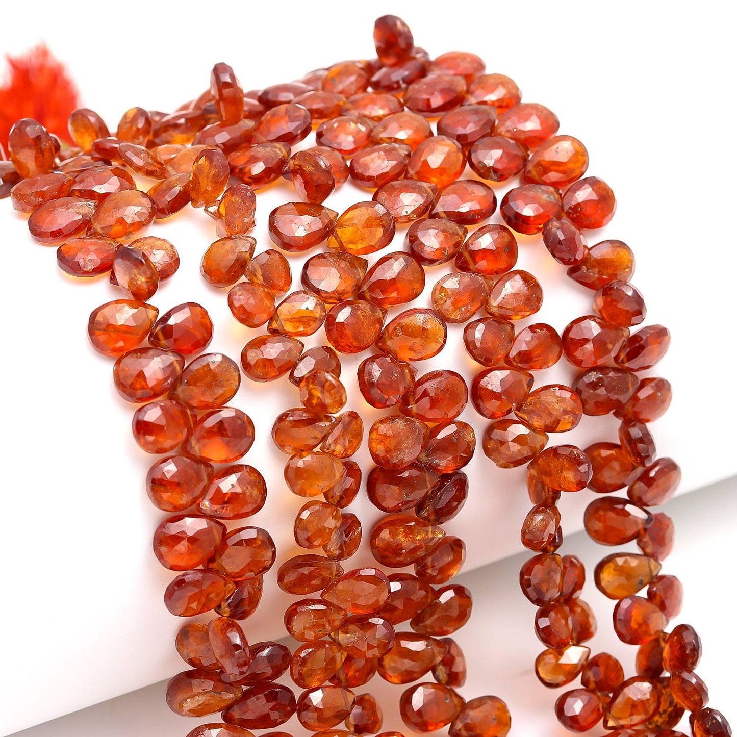 Hessonite Garnet Faceted Pear Shape Beads Natural Hessonite Garnet Briolette's for Designer Jewelry Necklace Bracelet Earrings Making Craft