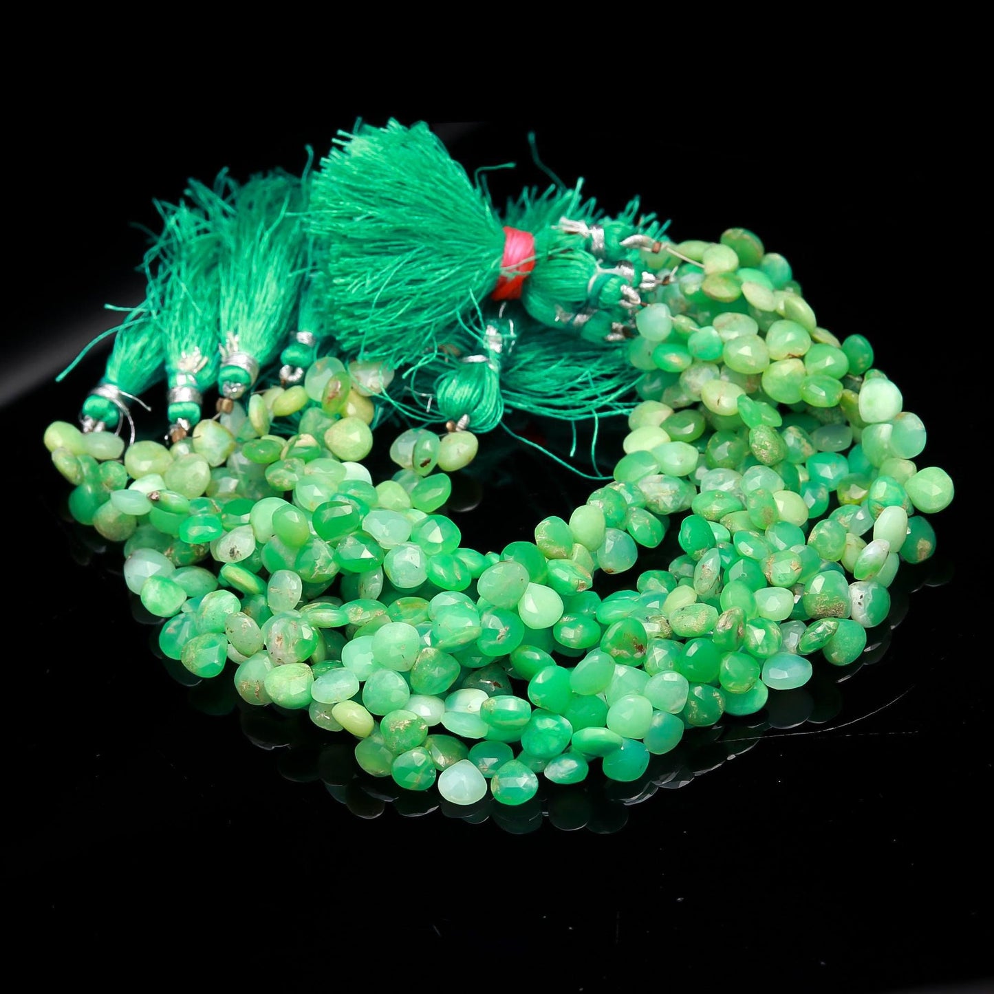 AAA Natural Chrysoprase Faceted Heart Beads, 6-7/7-8/8-9 MM Chrysoprase Faceted Heart Briolettes Natural Gemstone Bead for Jewelry Making