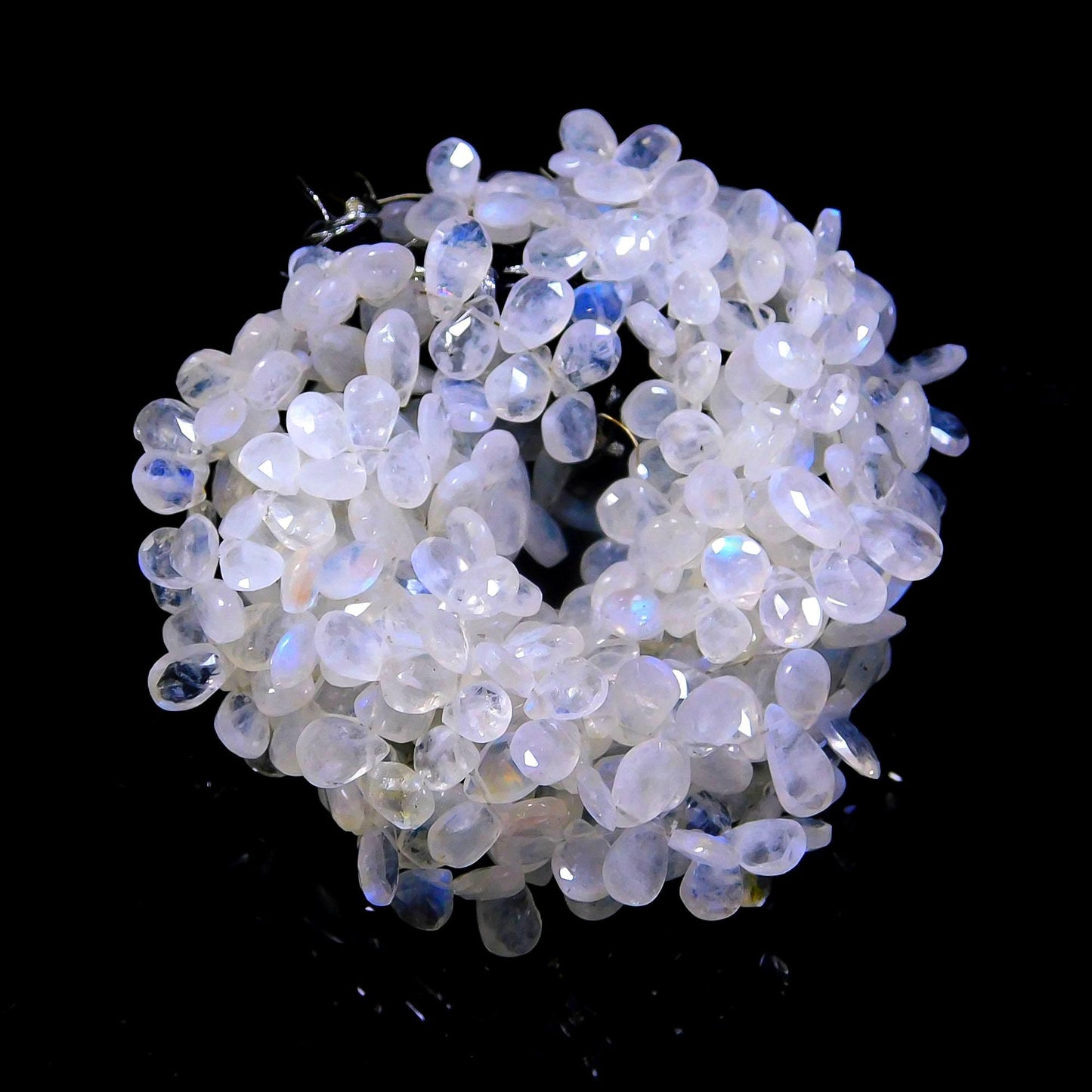 AAA Natural Rainbow Moonstone Faceted Pear Shape Bead, Flashy Rainbow Briolettes for Handmade Jewelry, Rainbow Moonstone Pear Beads