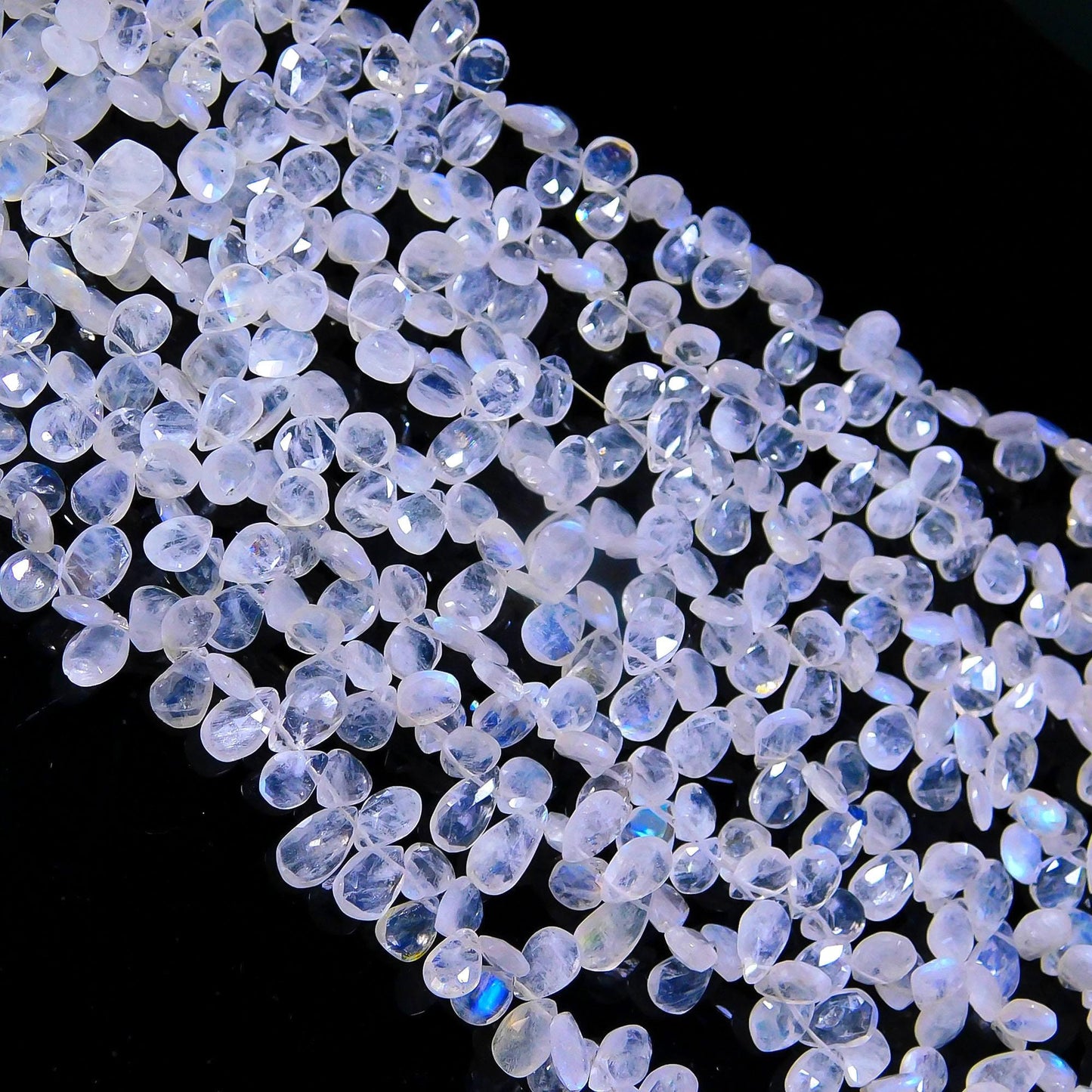 AAA Natural Rainbow Moonstone Faceted Pear Shape Bead, Flashy Rainbow Briolettes for Handmade Jewelry, Rainbow Moonstone Pear Beads