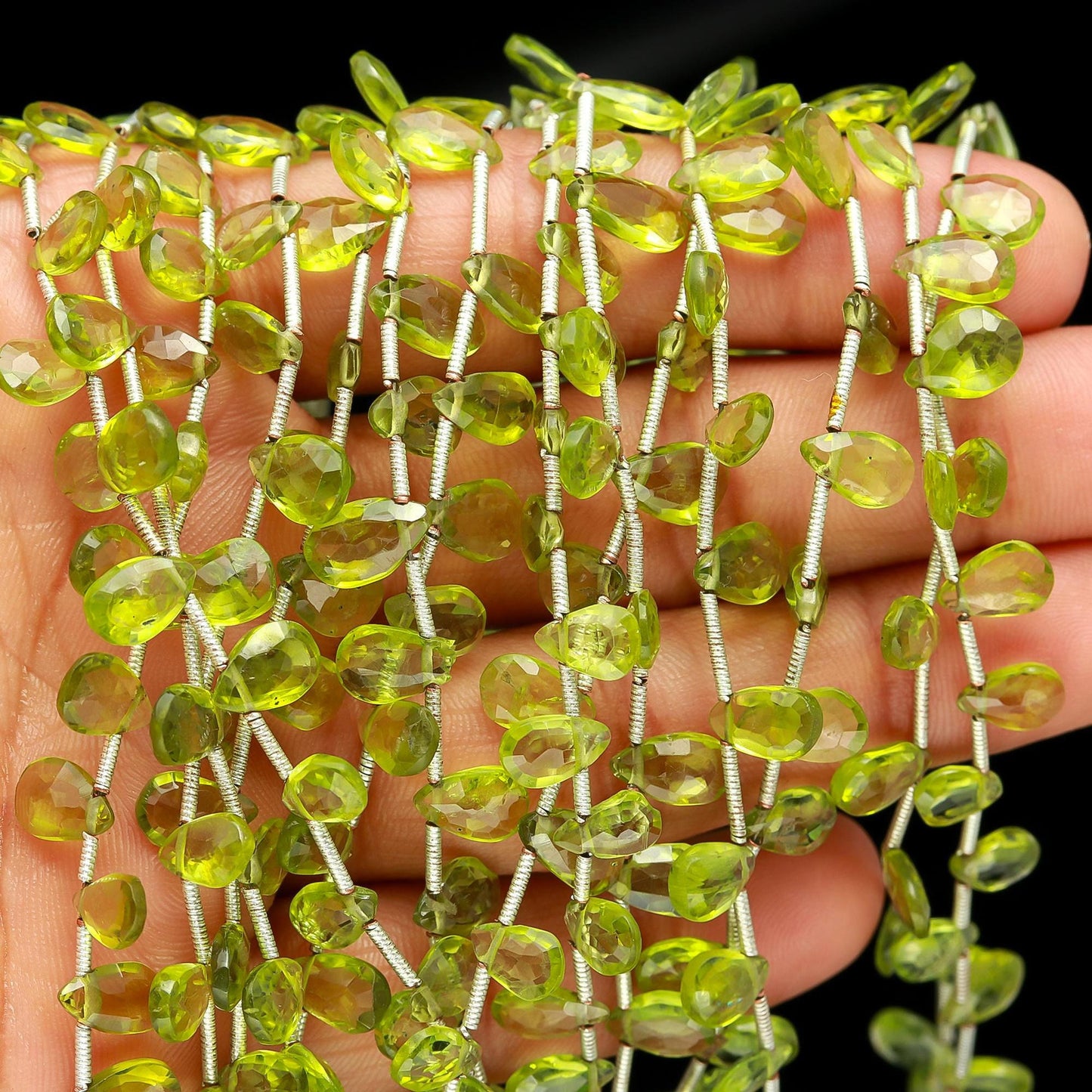 Peridot Pear Shape Beads Natural Deep Green Peridot Faceted 5x8-6x9 MM Briolettes Bead for Handmade Designer Jewelry Necklace Pendant Making