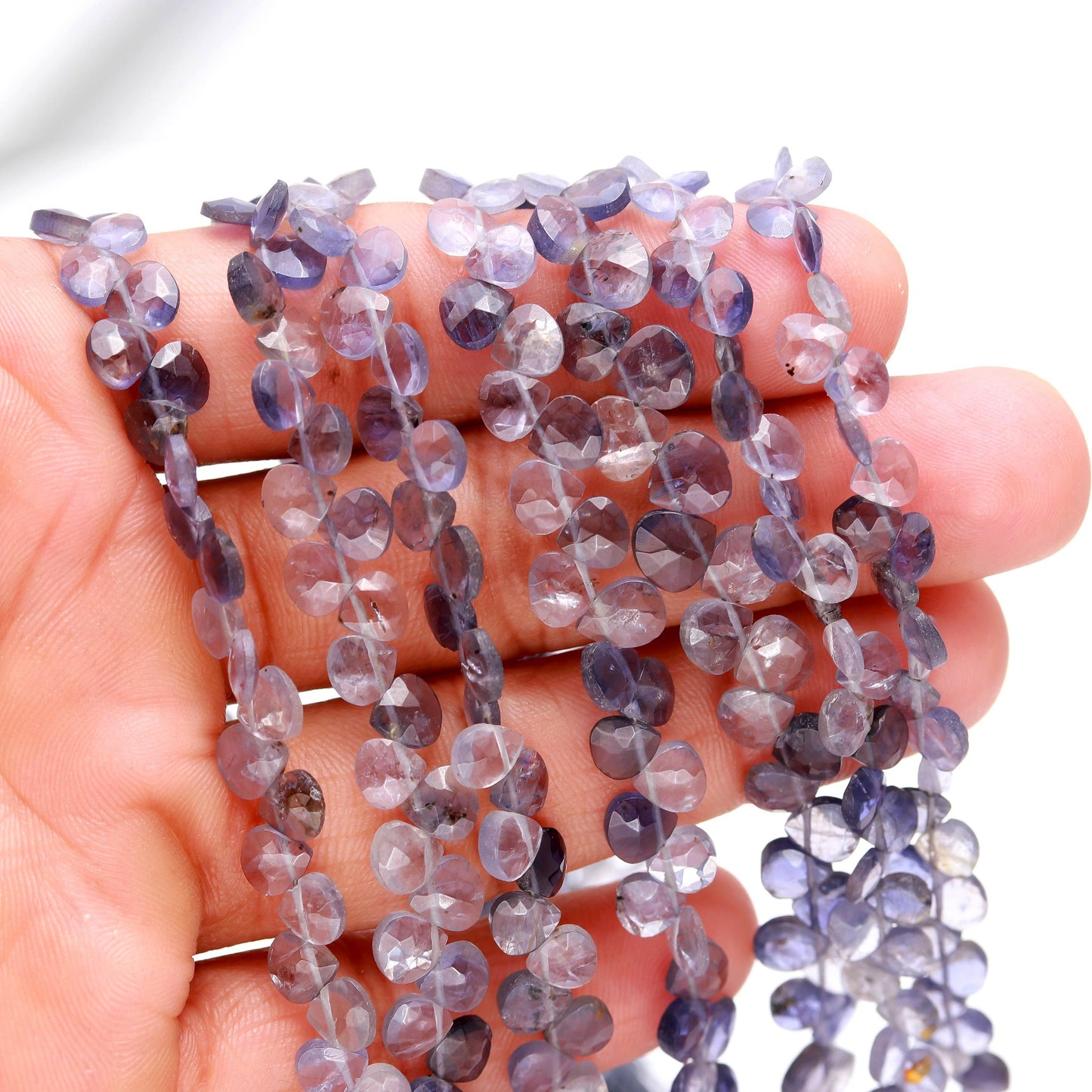 Iolite Faceted Heart Shape Beads Natural Iolite Heart Shape 5 MM Briolettes Bead for Designer Jewelry Necklace Pendant Bracelet Making Craft