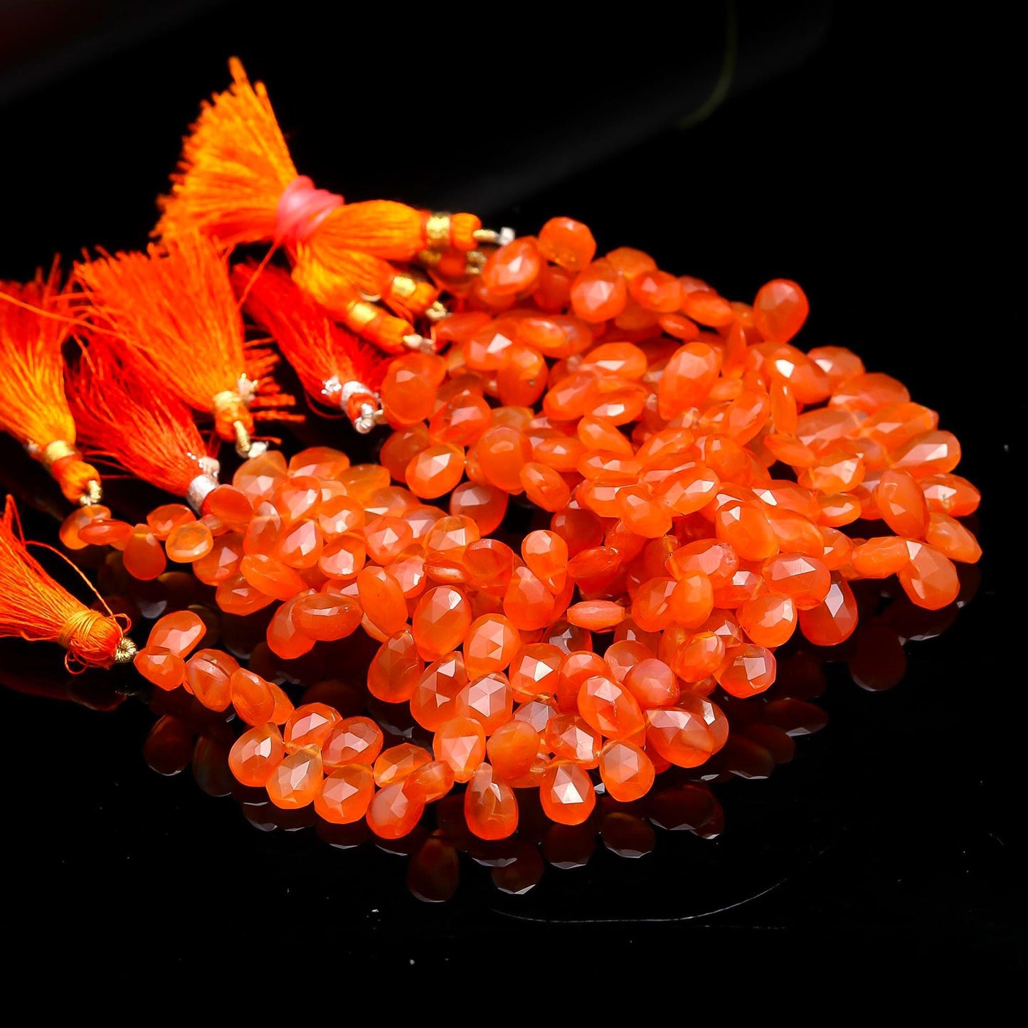 Carnelian Faceted Pear Shape Beads Natural Carnelian/Caroline Pear 7x9 - 8x10 MM Briolettes Beads for Jewelry Necklace Pendant Making Craft