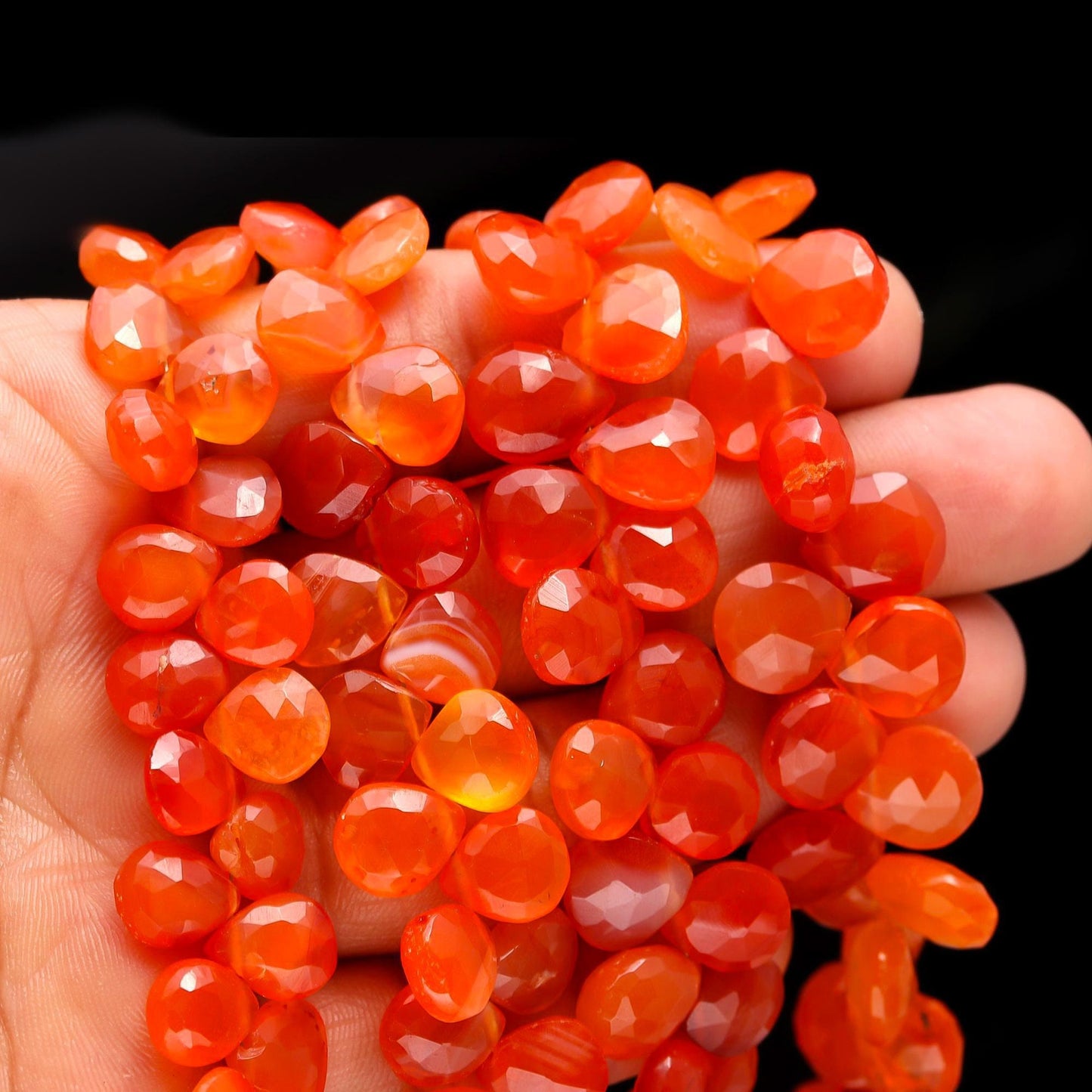 Carnelian Faceted Heart Shape Beads Natural Carnelian/Caroline Heart Shape 5-6 MM Briolettes Faceted Beads for Designer Jewelry Making Craft