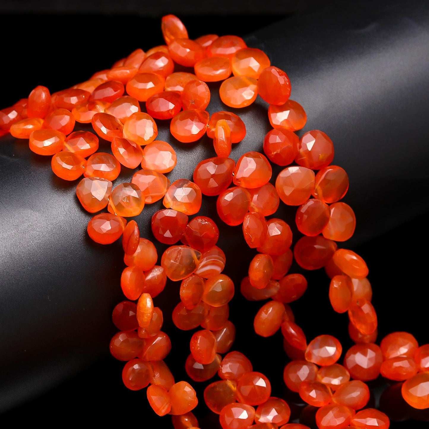 Carnelian Faceted Heart Shape Beads Natural Carnelian/Caroline Heart Shape 5-6 MM Briolettes Faceted Beads for Designer Jewelry Making Craft