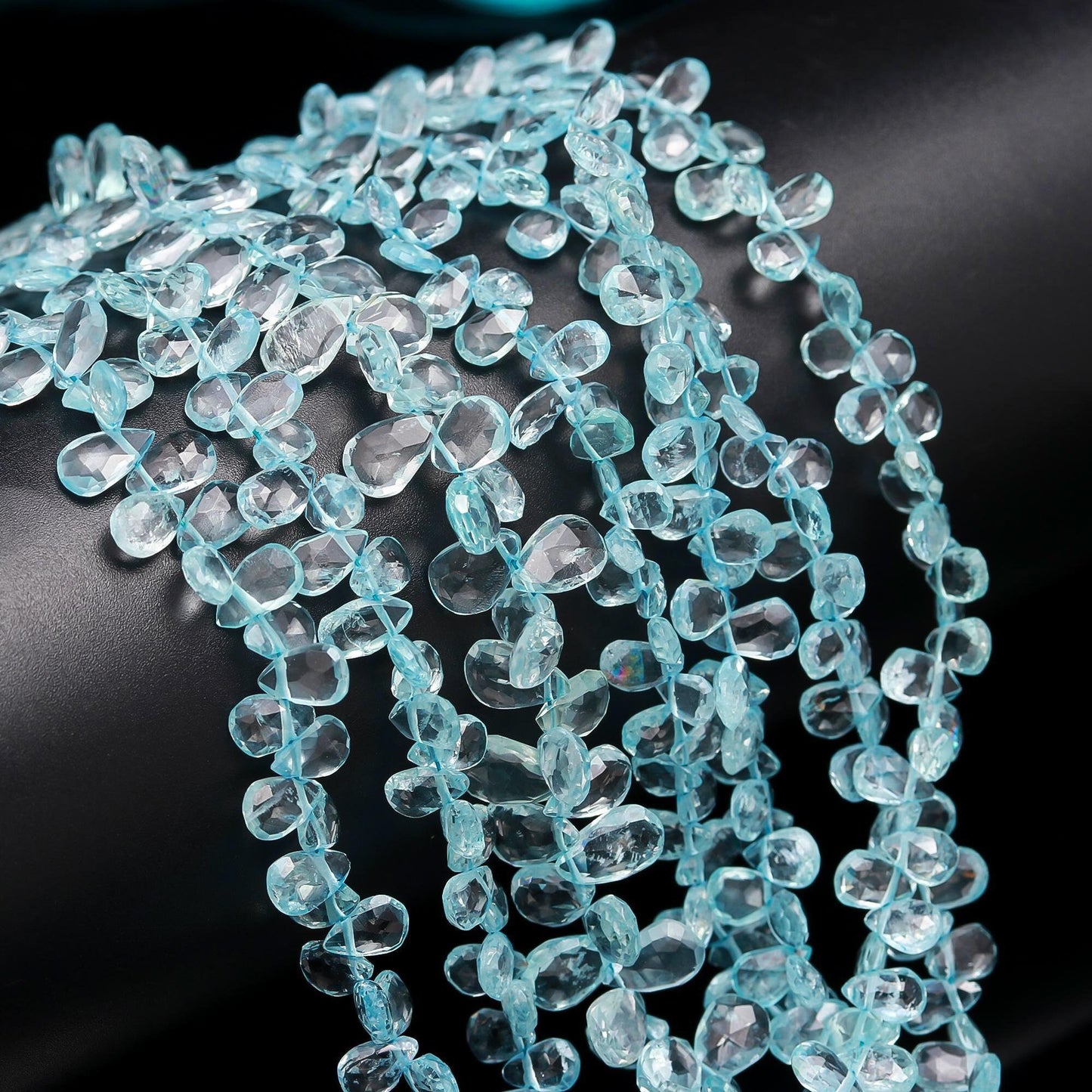 Aquamarine Faceted Briolette Natural Aquamarine Faceted Pear Shape 5x8 MM Beads for Handmade Designer Jewelry Making Craft & Bijoux Supplies