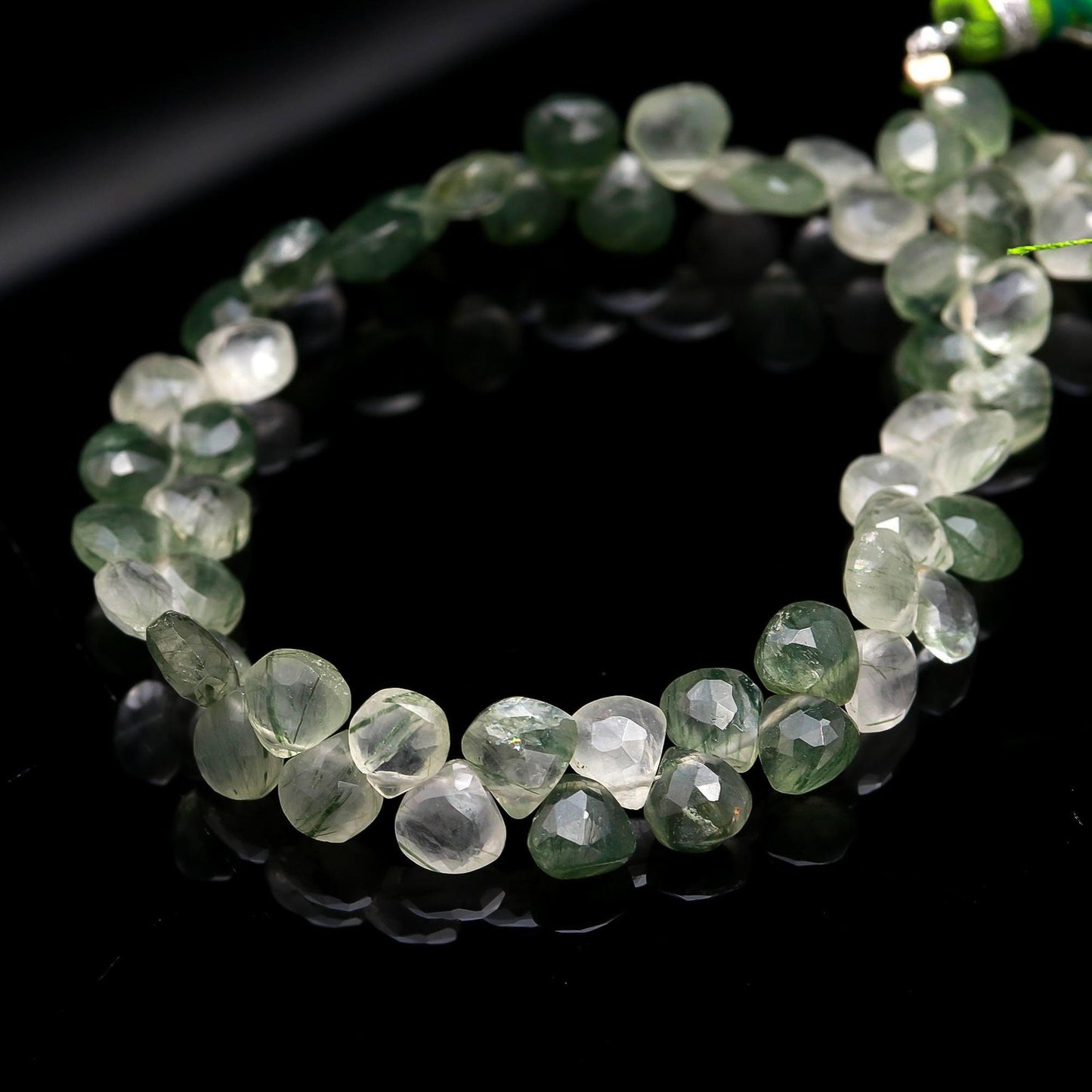 Green Rutile Faceted Heart Shape Beads Natural Green Rutile Heart Shape 6-6.5 MM Briolettes Bead for Jewelry Necklace Pendant Earrings Craft